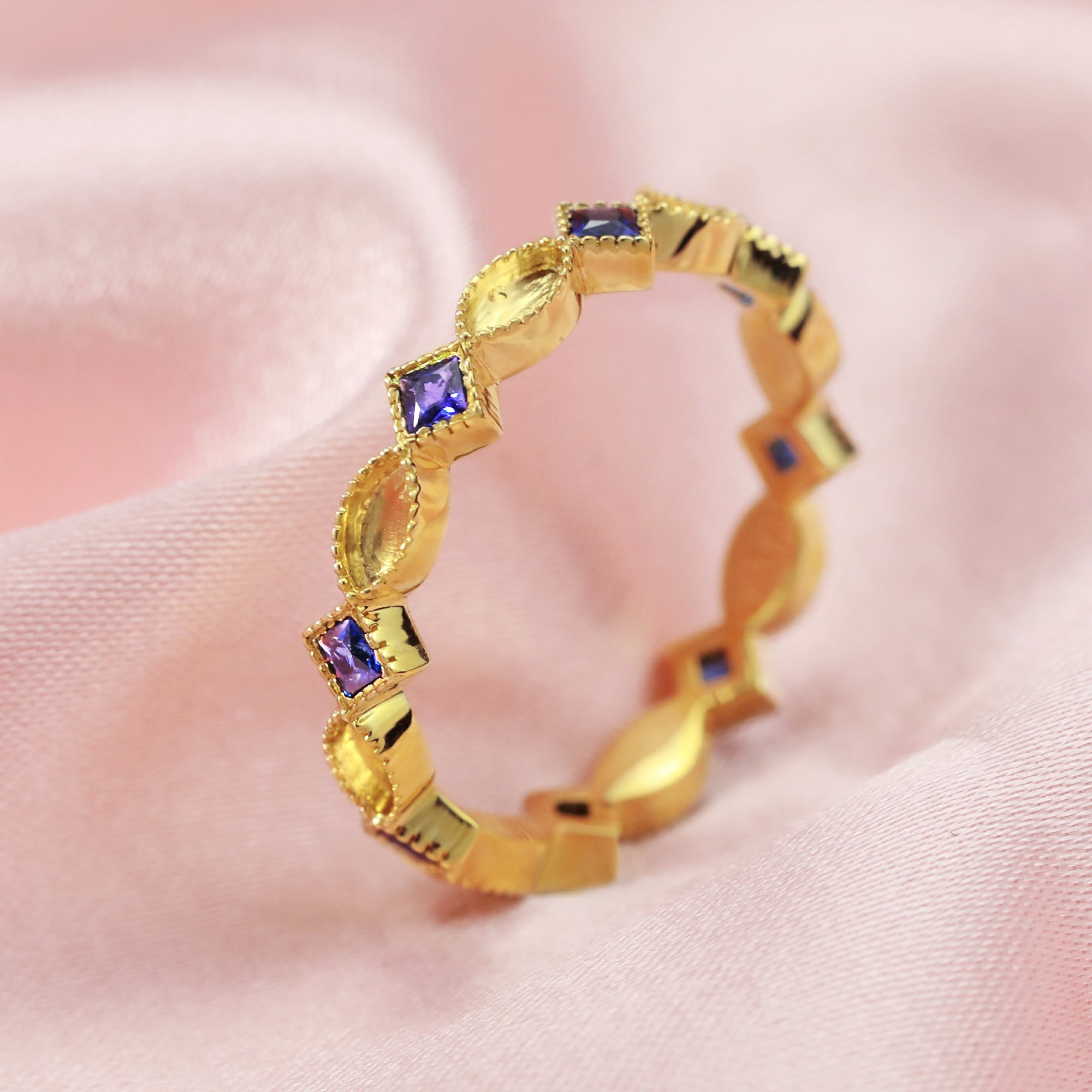 Full Band Keepsake Marquise Breast Milk Ring Bezel Solid 14K Gold Ring Settings for Resin 2x4MM Bezel with Square Birthstone Stackable Ring DIY Supplies 1294286 - Click Image to Close