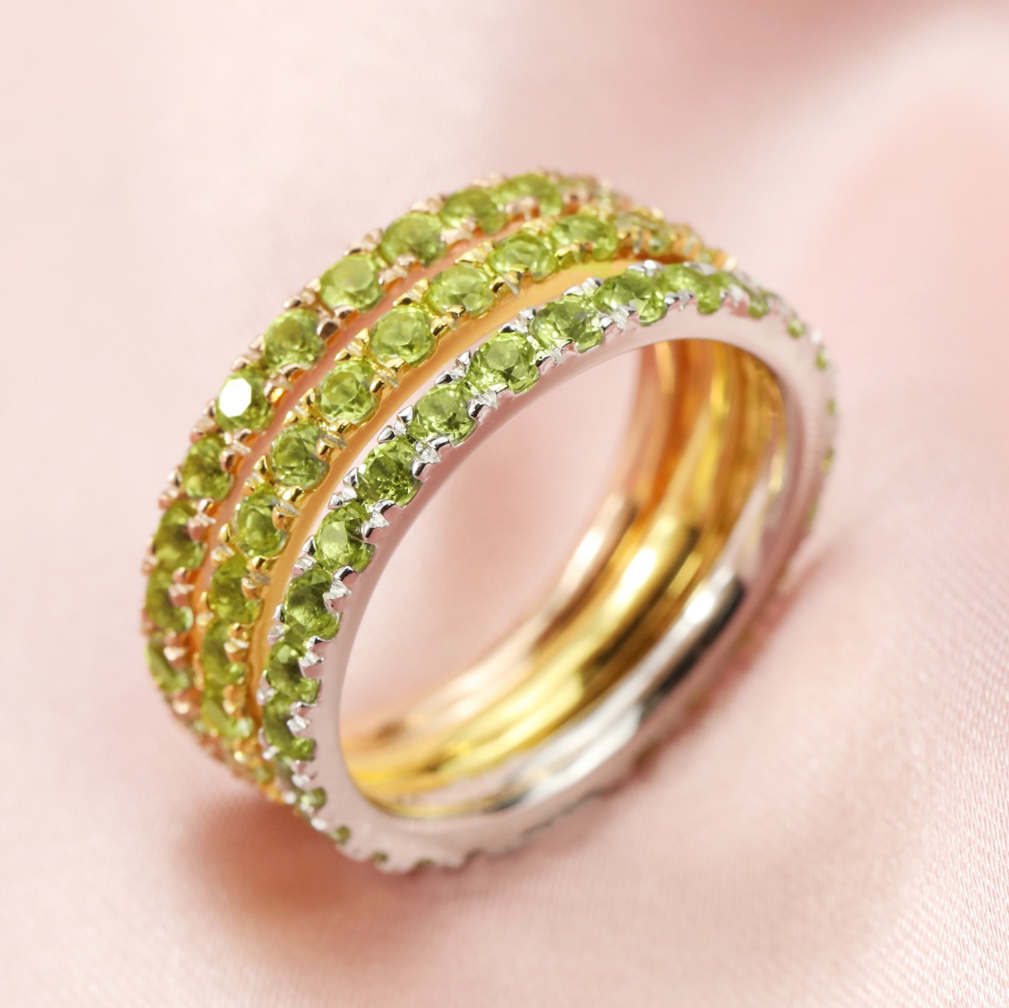 2MM Dainty August Birthstone Eternity Ring Nature Peridot Gemstone Wedding Engagement Full Band Stackable Ring Solid 14K Gold Ring 1294299 - Click Image to Close