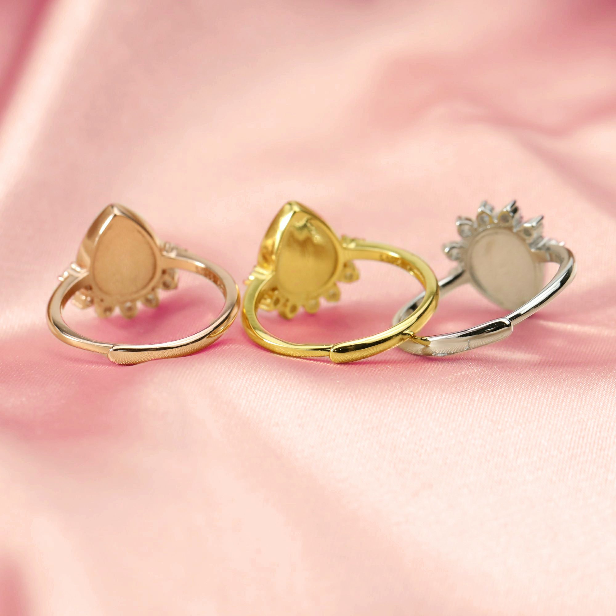 Keepsake Breast Milk 8x10MM Pear Ring Settings Resin Solid 14K Gold Moissanite Accents DIY Ring Blank Band for Gemstone 1294327-1