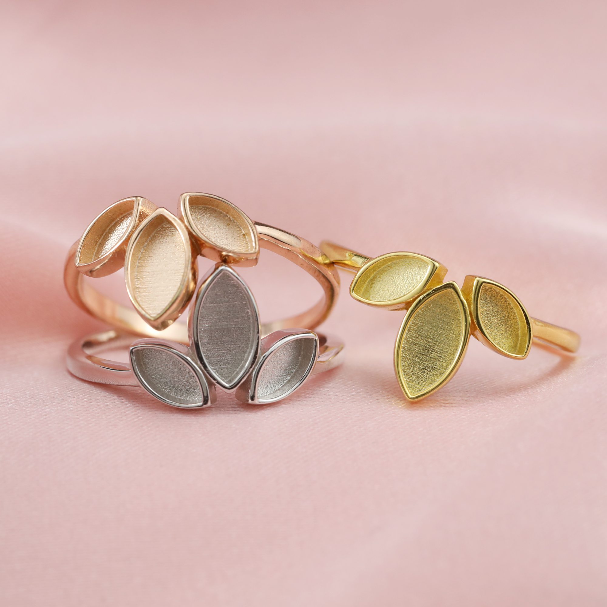 Keepsake Breast Milk Marquise Ring Settings Resin Solid 14K Gold DIY Ring Blank Band for Resin 1294329-1