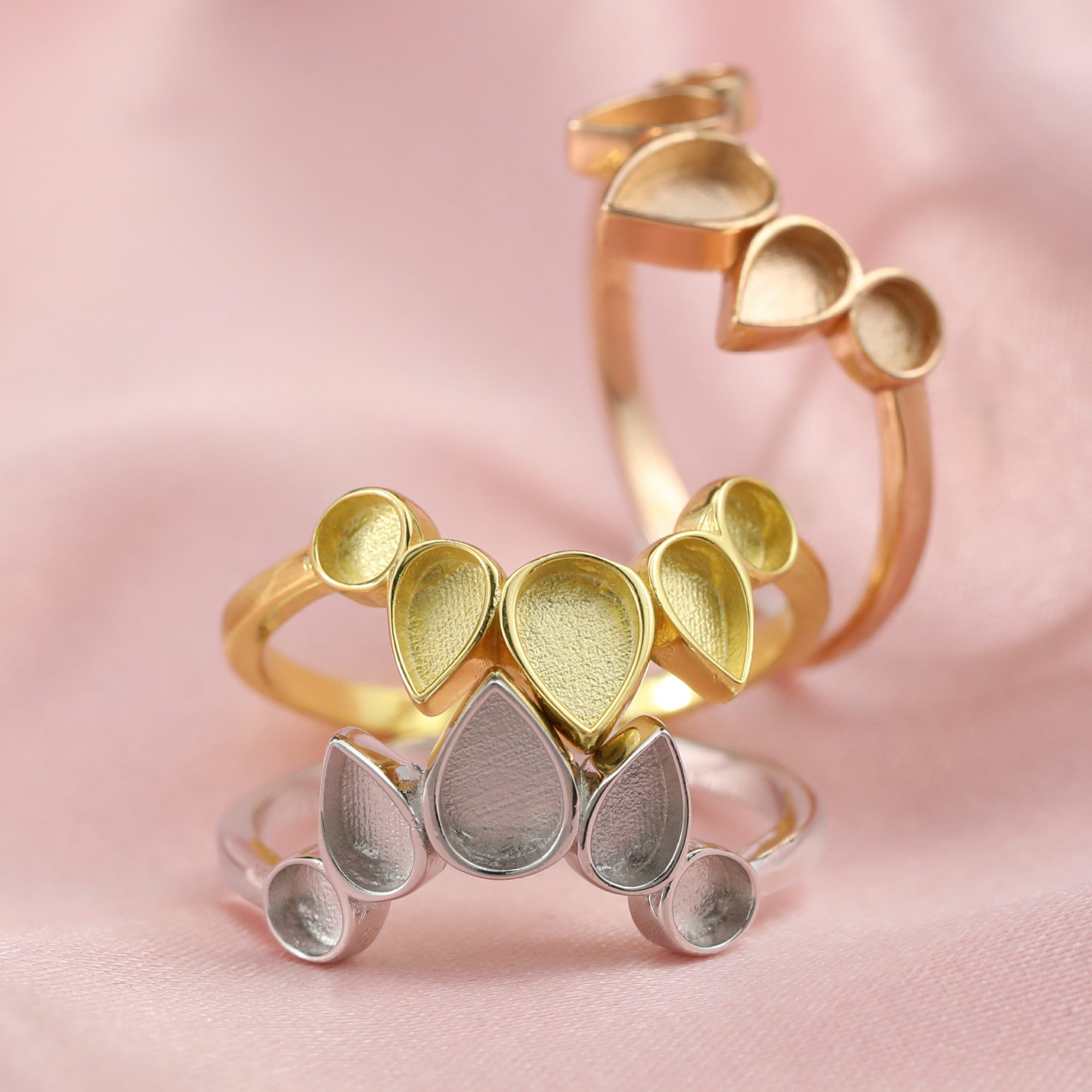 4x6MM Keepsake Breast Milk Resin Pear Ring Settings Solid Back 14K Gold Stackable Ring Bezel Supplies 1294330-1