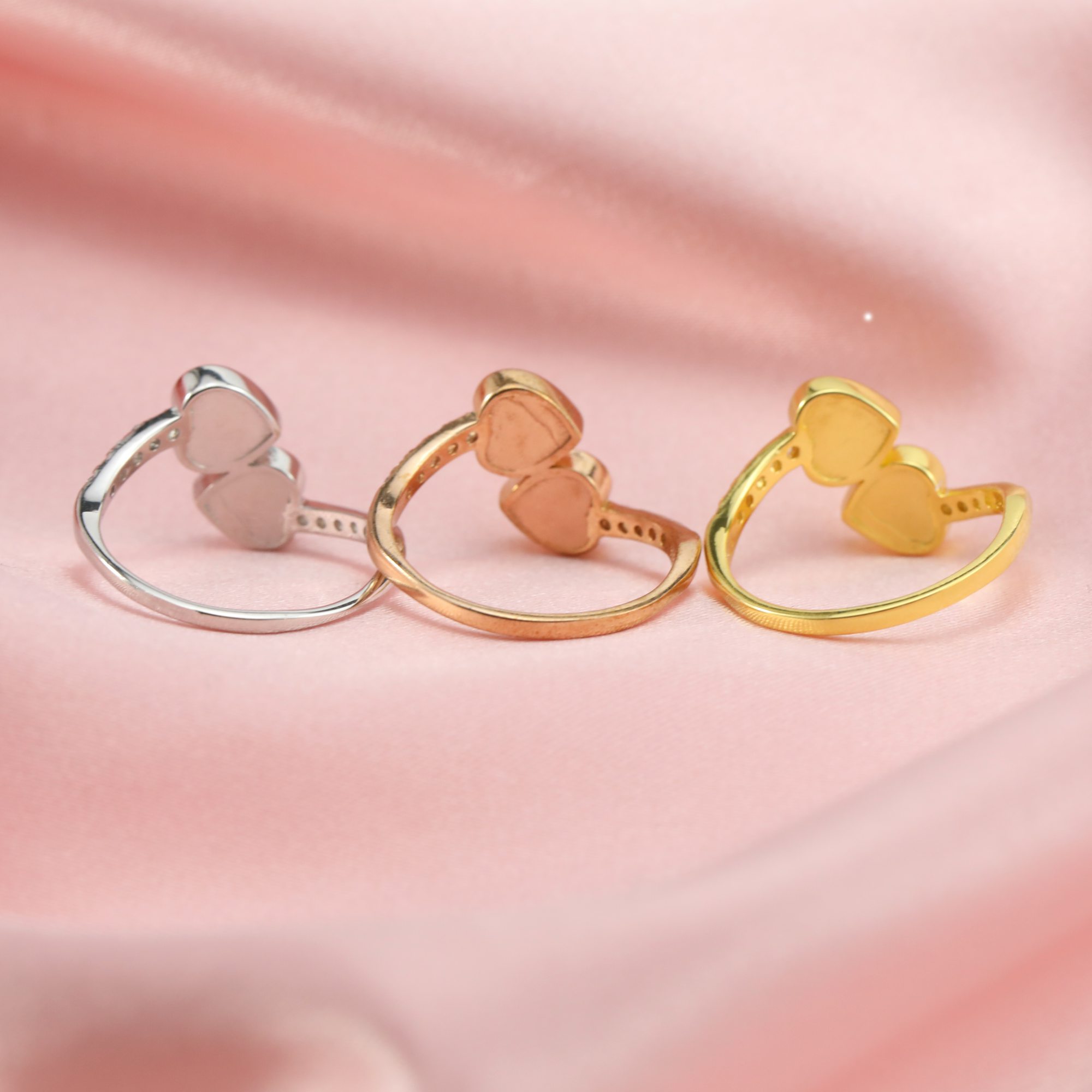 Keepsake Breast Milk 6MM Heart Ring Settings Resin Solid 14K Gold Moissanite Accents DIY Ring Blank Band for Gemstone 1294331-1