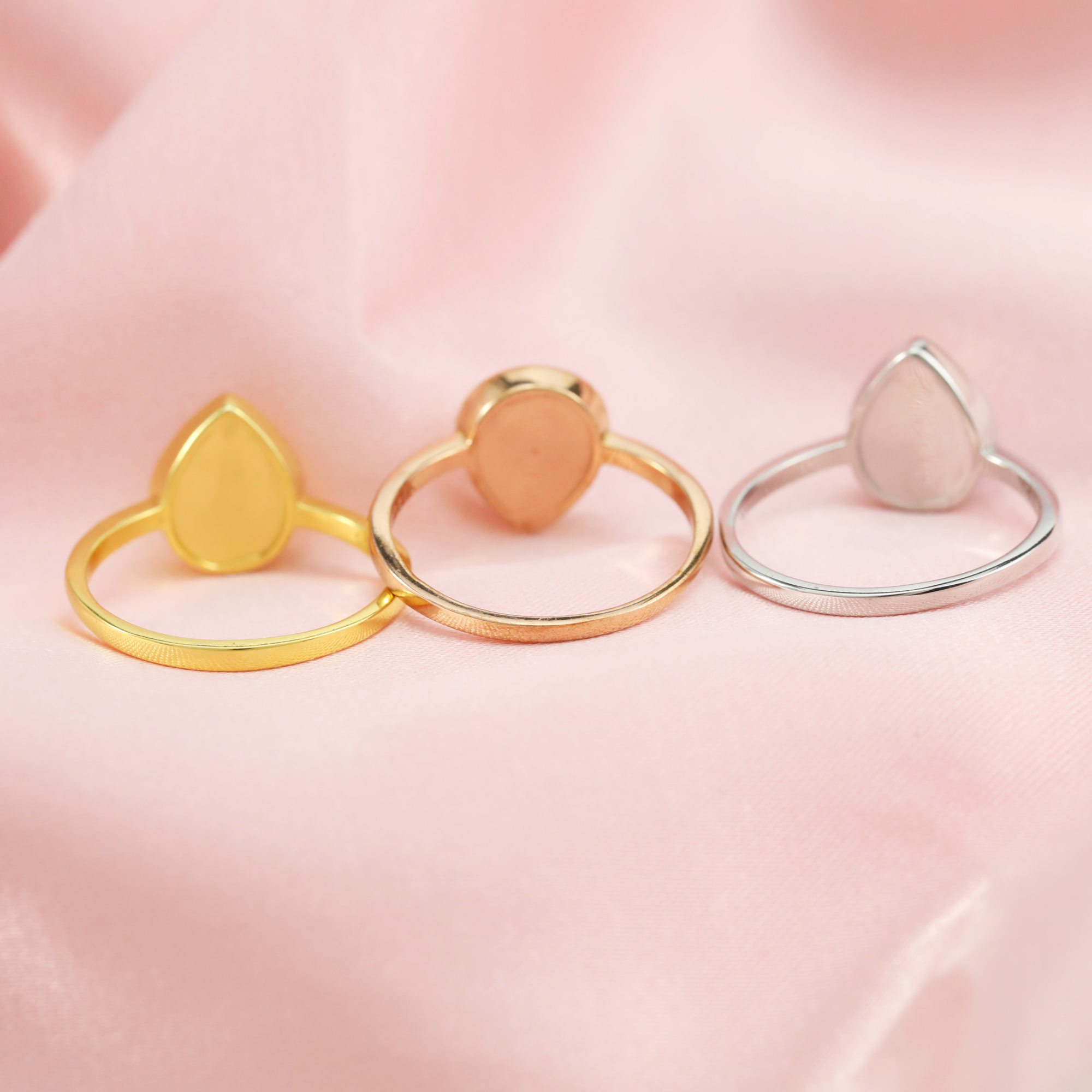 Keepsake Breast Milk Pear Ring Settings Resin Solid 14K Gold DIY Ring Blank Band for Gemstone 1294333-1 - Click Image to Close