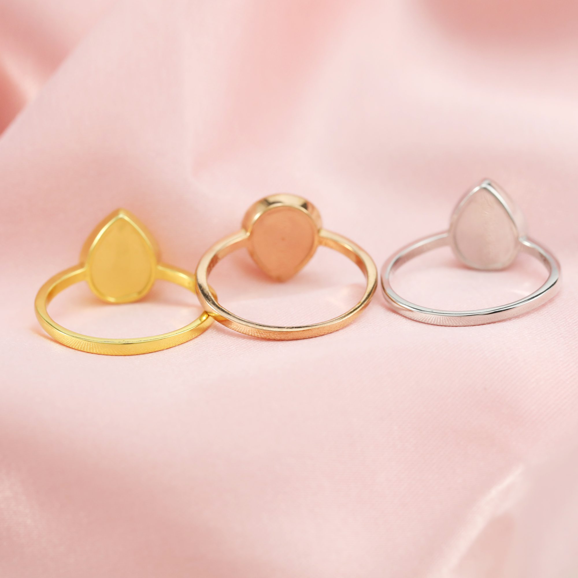 Keepsake Breast Milk Pear Ring Settings Resin Solid 14K Gold DIY Ring Blank Band for Gemstone 1294333-1