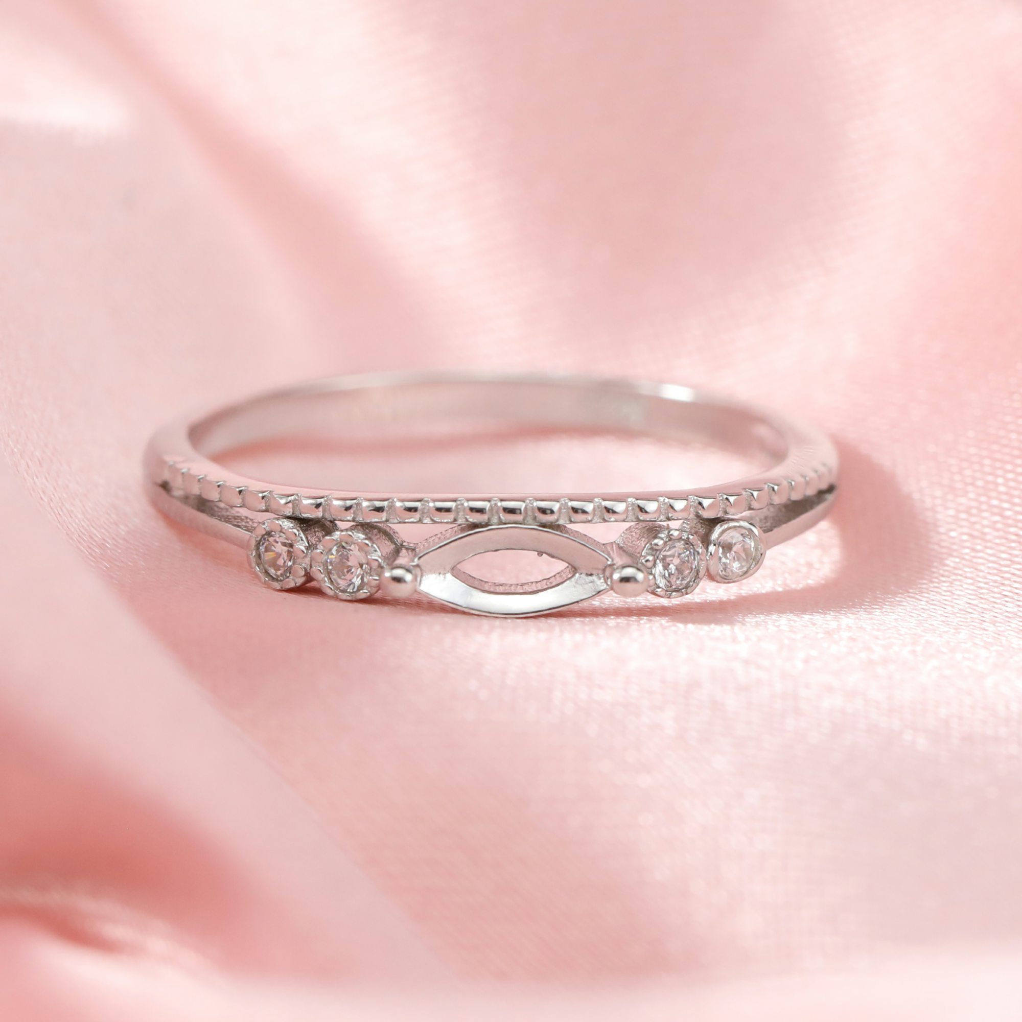 3x6MM Marquise Prong Ring Setttings Art Deco Memory Jewelry Solid 14K 18K Gold DIY Ring Blank Wedding Band with Moissanite 1294355-1