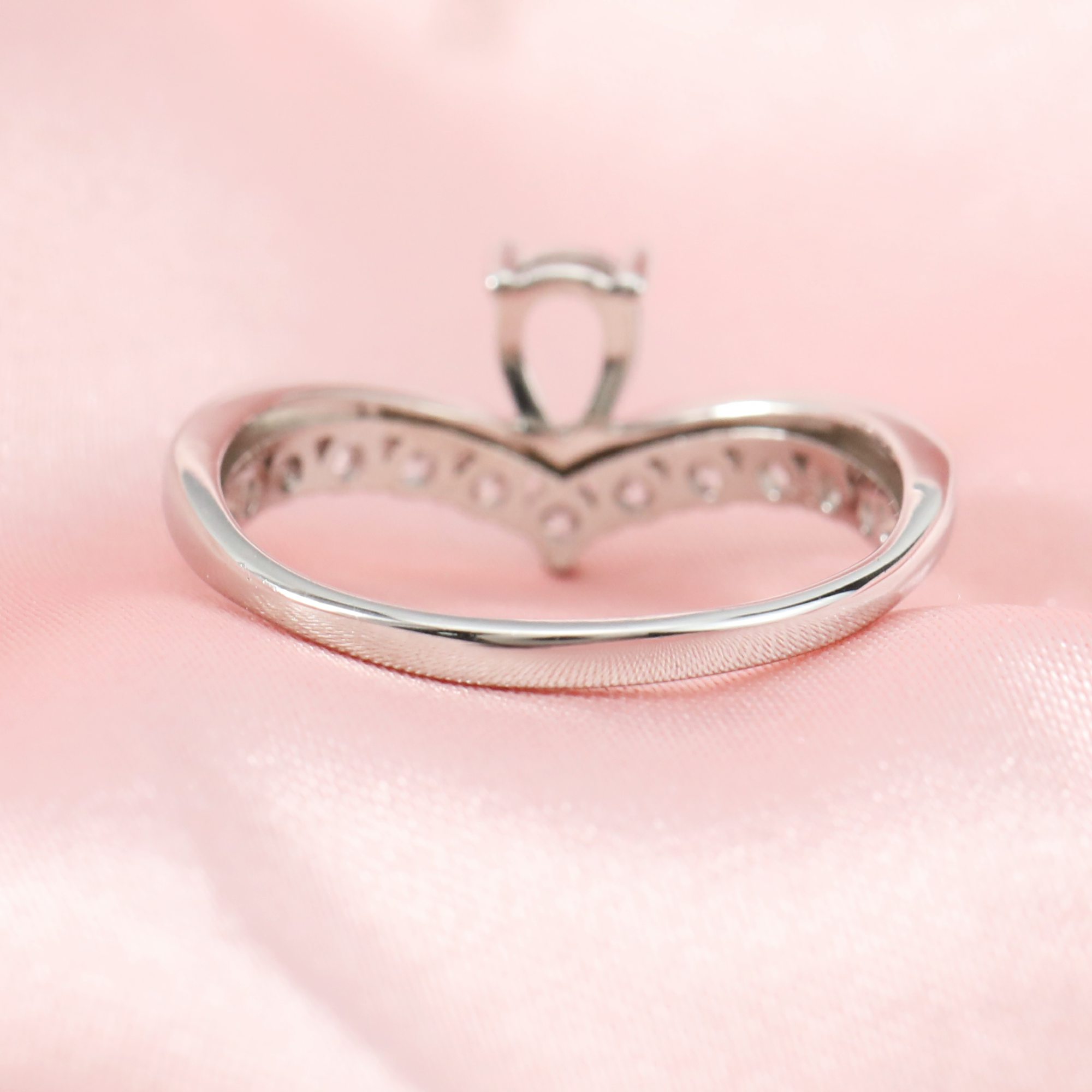 4x6MM Pear Prong Ring Setttings Crown Memory Jewelry Solid 14K 18K Gold DIY Ring Blank Wedding Band with Moissanite 1294367-1