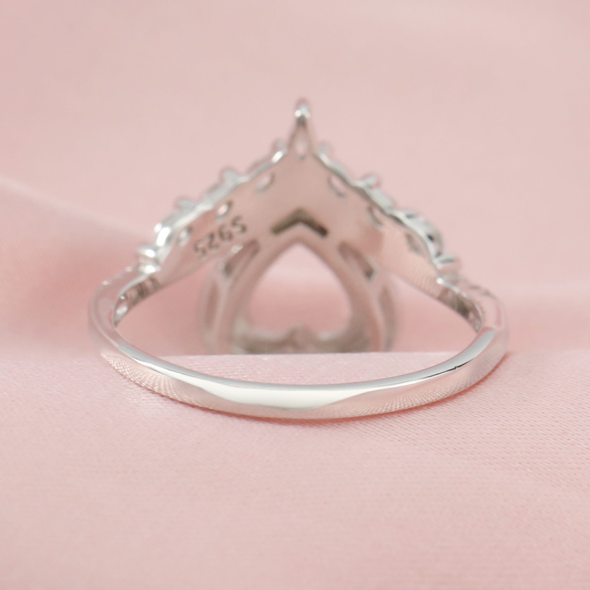 6MM Halo Heart Prong Ring Setttings Crown Love Memory Jewelry Solid 14K 18K Gold DIY Ring Blank Wedding Band with Moissanite 1294368-1