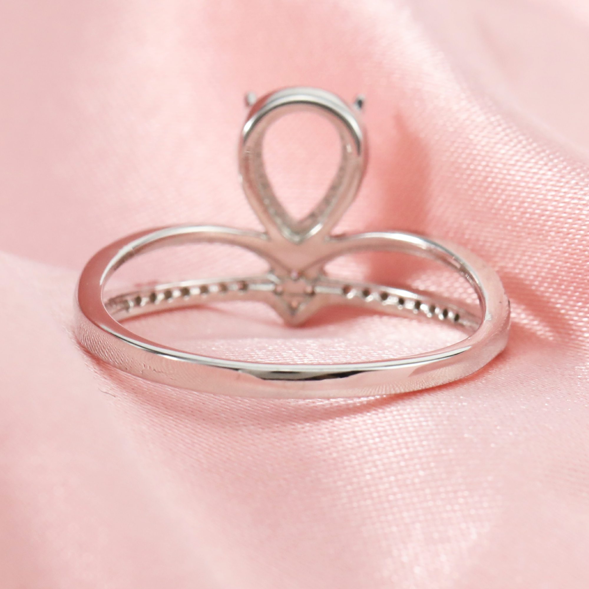 5x7MM Pear Prong Ring Setttings Crown Art Deco Memory Jewelry Solid 14K 18K Gold DIY Ring Blank Wedding Band with Moissanite 1294374-1