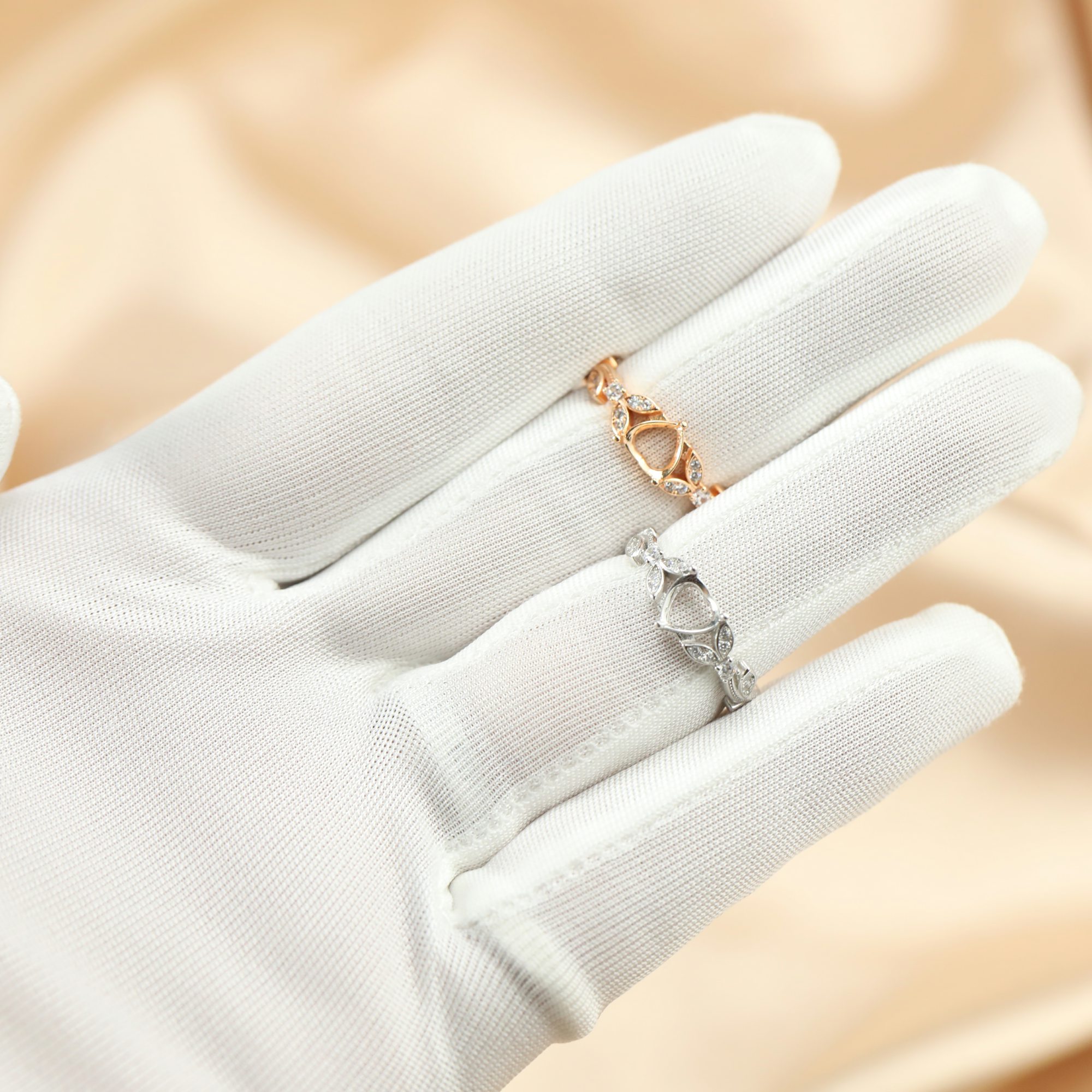 6mm Heart Prong Bezel Ring Settings Tree Branches Art Deco Solid 925 Sterling Silver Rose Gold Plated DIY Ring for Gemstone 1294382 - Click Image to Close