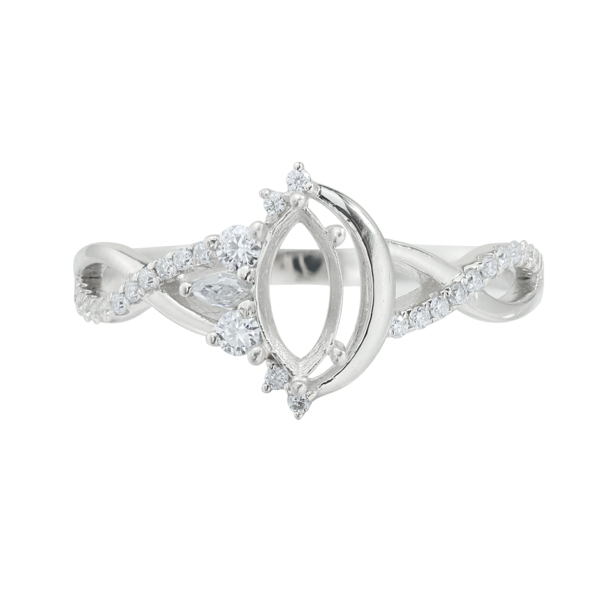 4x8MM Marquise Prong Ring Setttings Full Moon Memory Jewelry Solid 14K 18K Gold DIY Ring Blank Wedding Band with Moissanite 1294386-1