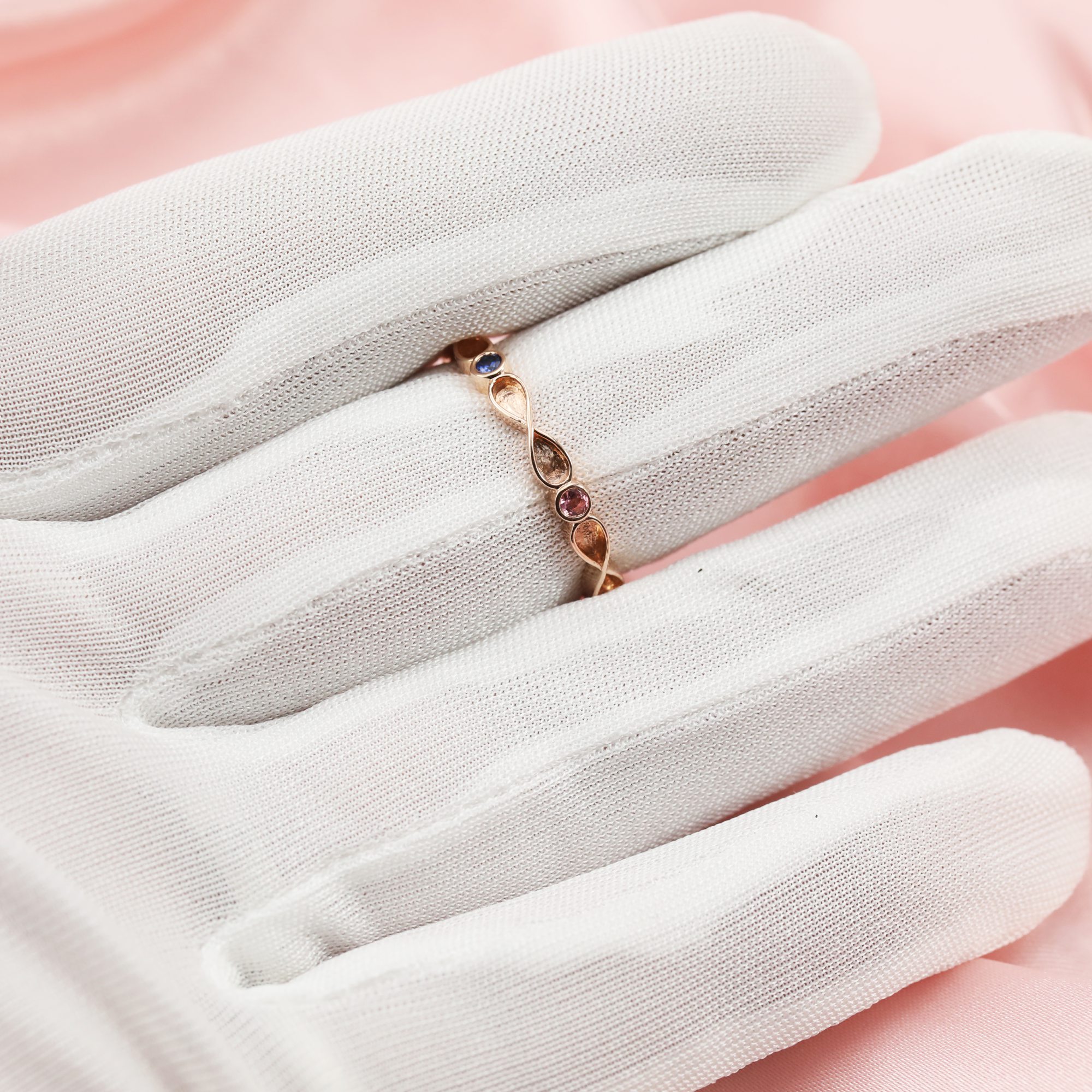 Half Band Keepsake Breast Milk Resin Ring Settings Solid 9K 14K 18K Gold 2x4MM Infinity Bezel Nature Birthstone Stackable Ring 1294388-1