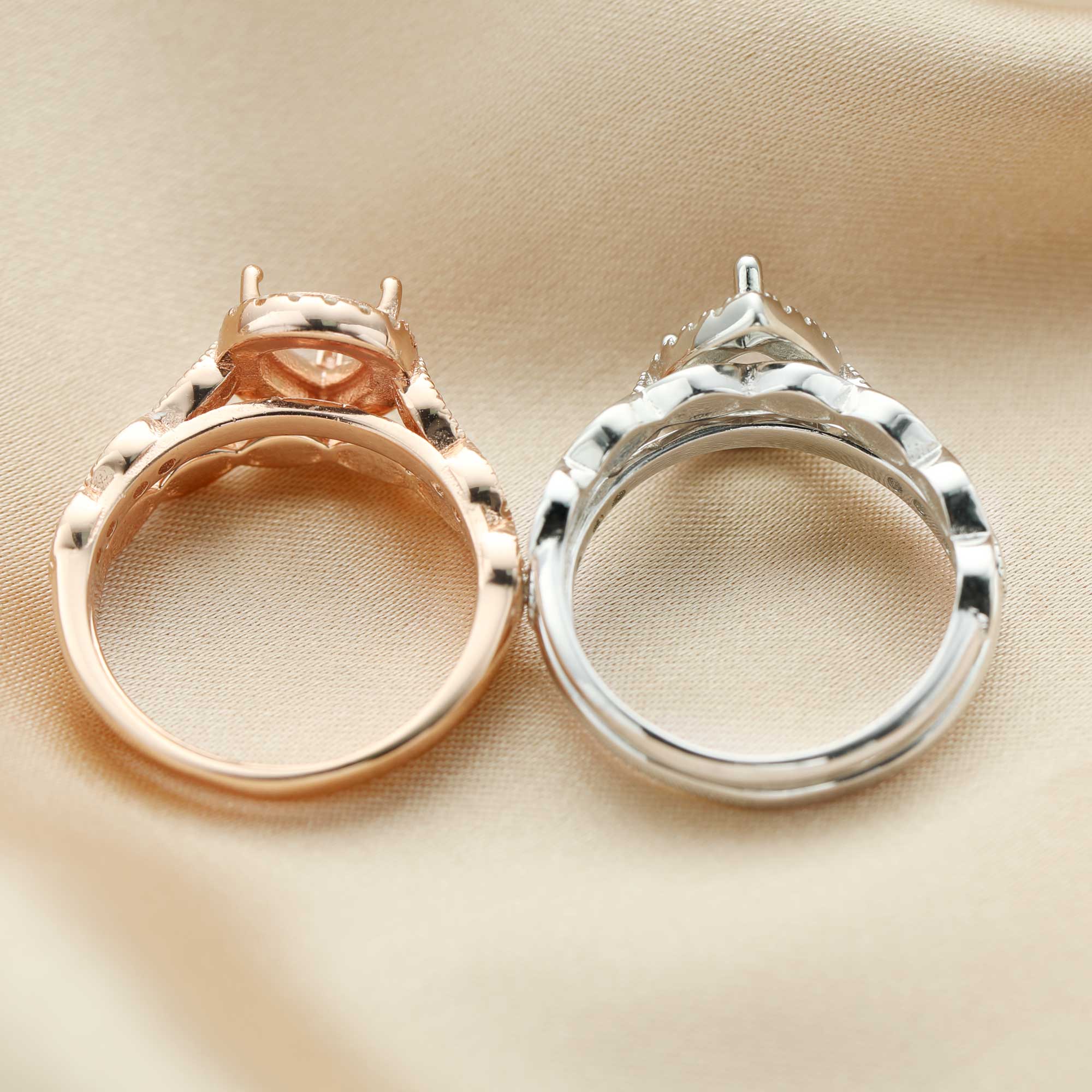 6x8MM Pear Prong Ring Settings Keepsake Breast Milk Resin Stackable Solid 925 Sterling Silver Rose Gold Plated Stacker Ring DIY Set 1294411 - Click Image to Close