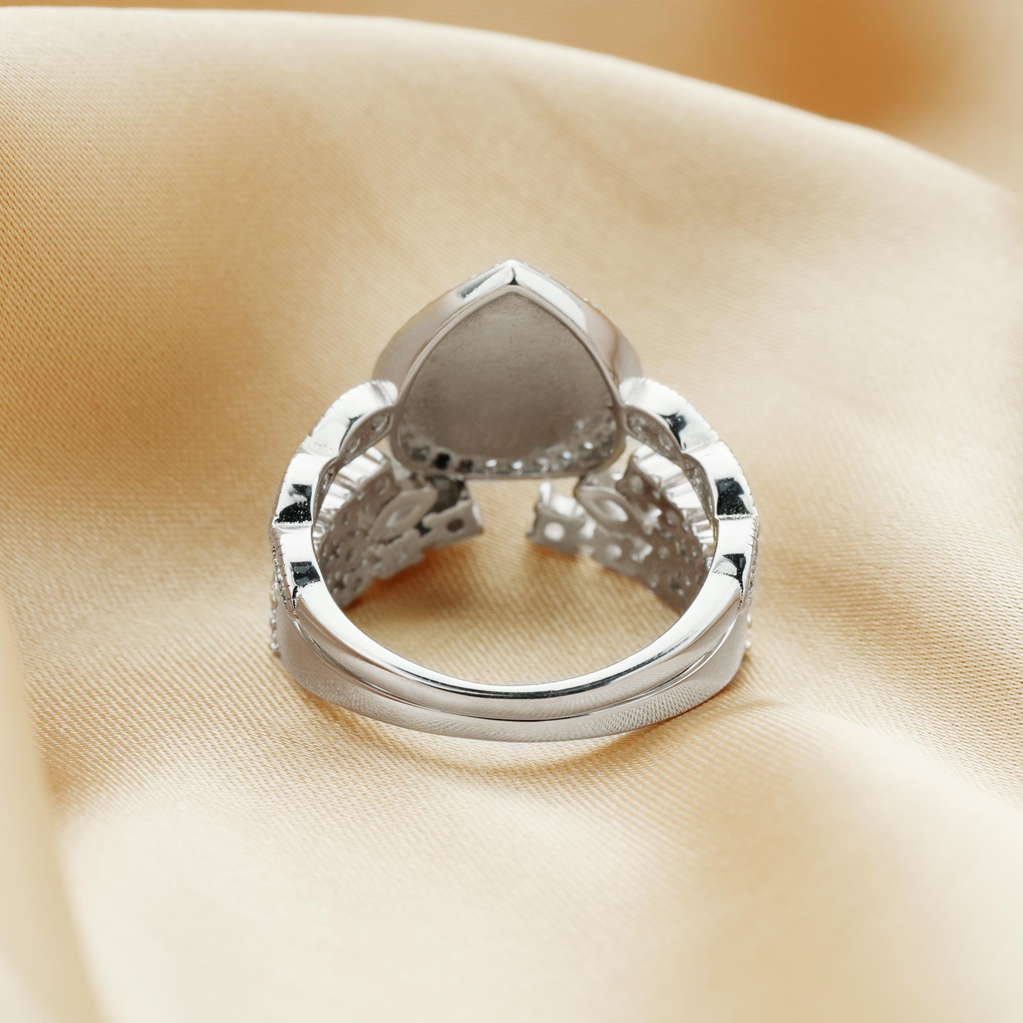 8x10MM Keepsake Breast Milk Resin Halo Pear Ring Settings,Stackable Solid 925 Sterling Silver Ring Set,Art Deco Stacker Ring Band,DIY Ring Set 1294476