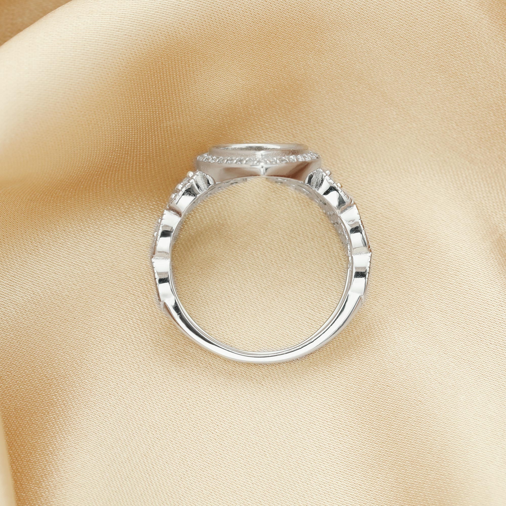 8x10MM Keepsake Breast Milk Resin Halo Pear Ring Settings,Stackable Solid 925 Sterling Silver Ring Set,Art Deco Stacker Ring Band,DIY Ring Set 1294476