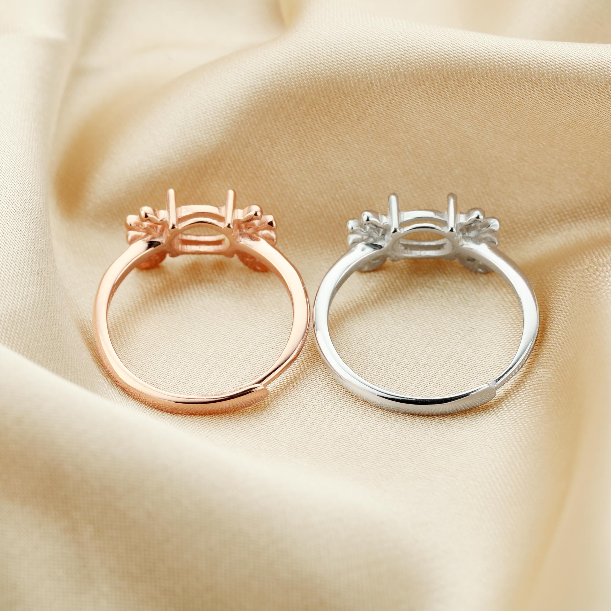 5x7mm Oval Prongs Ring Settings,Animal Crab Solid 925 Sterling Silver Rose Gold Plated Ring,DIY Gemstone Supplies 1294490 - Click Image to Close