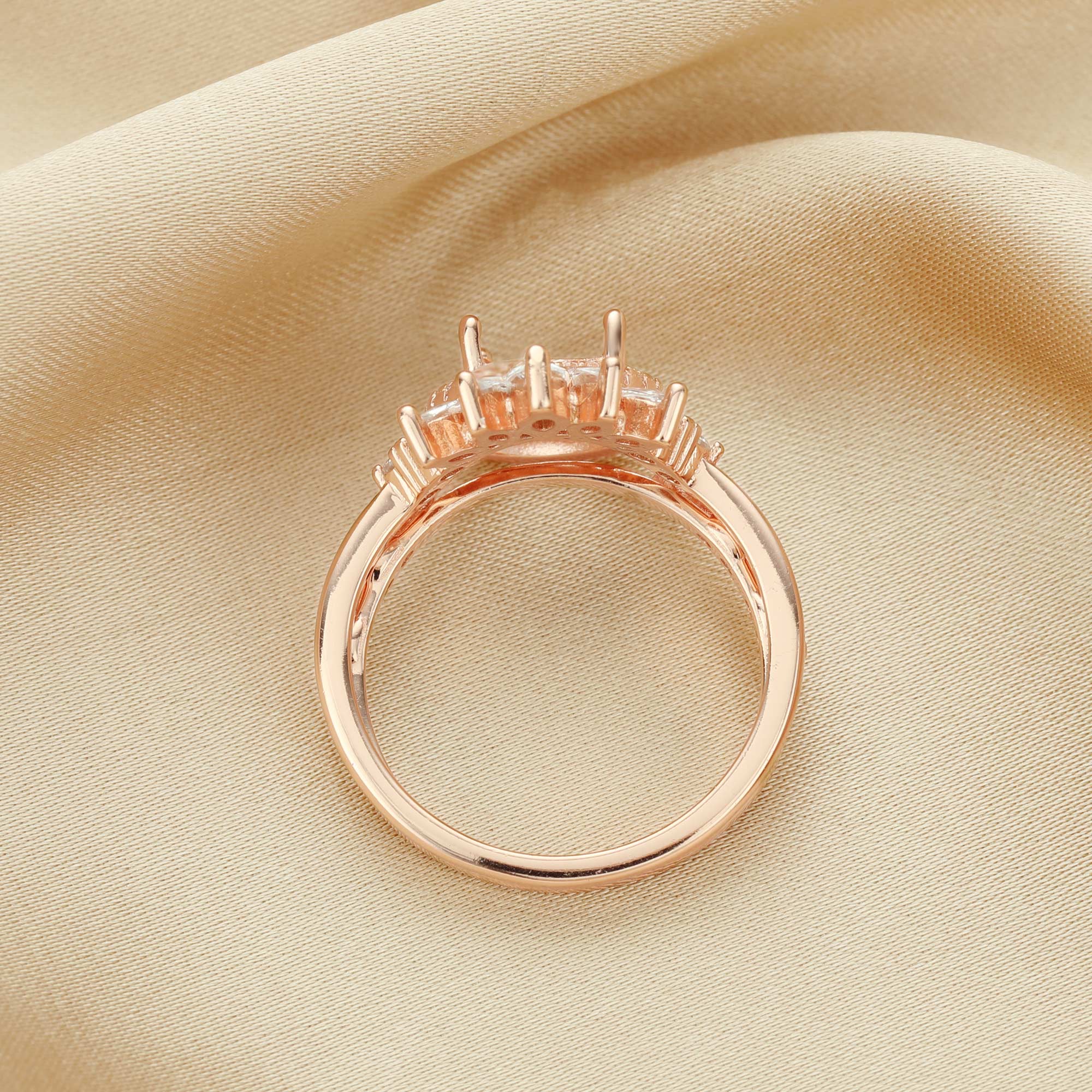 8MM Round Prong Ring Settings,Stackable Solid 925 Sterling Silver Ring,Rose Gold Plated Art Deco Stacker Ring Band,DIY Wedding Ring Set Supplies 1294495 - Click Image to Close