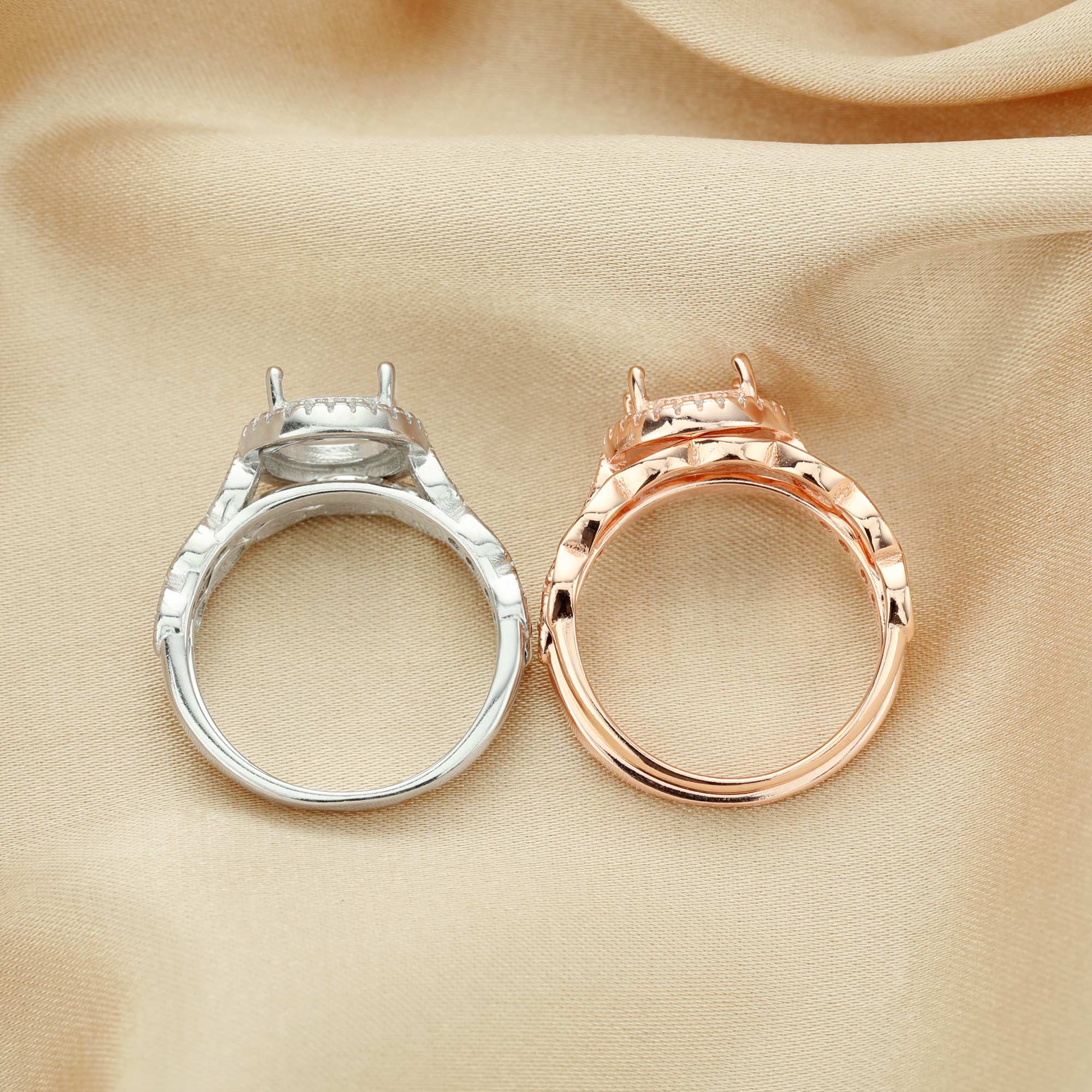 8MM Round Prong Ring Settings,Stackable Solid 925 Sterling Silver Rose Gold Plated Ring,Breast Milk Resin Marquise Stacker Ring Band,DIY Ring Supplies 1294498 - Click Image to Close