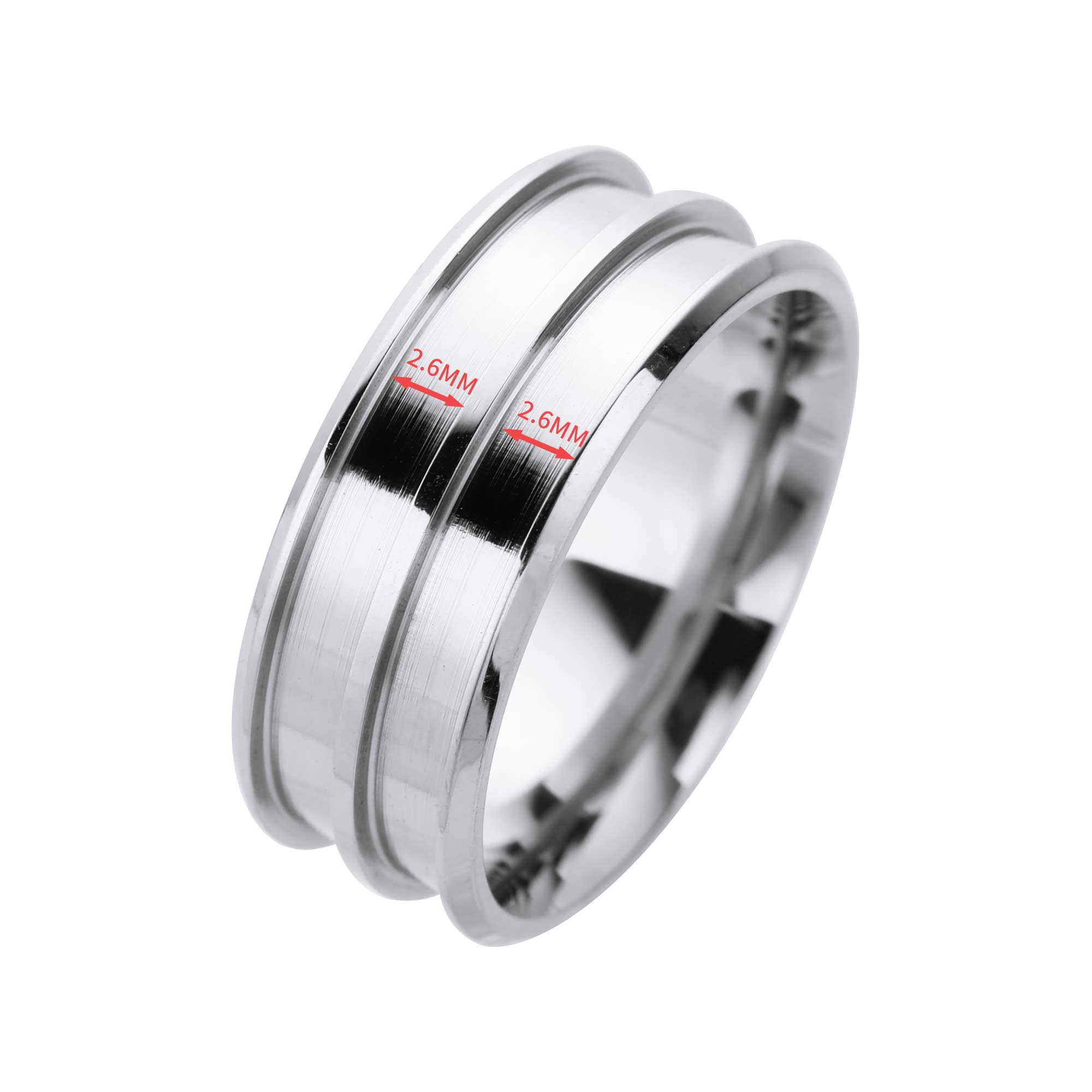 2.6+2.6MM Keepsake Mens' Resin Ashes Channel Ring Settings,Double Channel Bezel Stainless Steel Ring Settings,Cremation Ring,Memorial Ring 1294520 - Click Image to Close