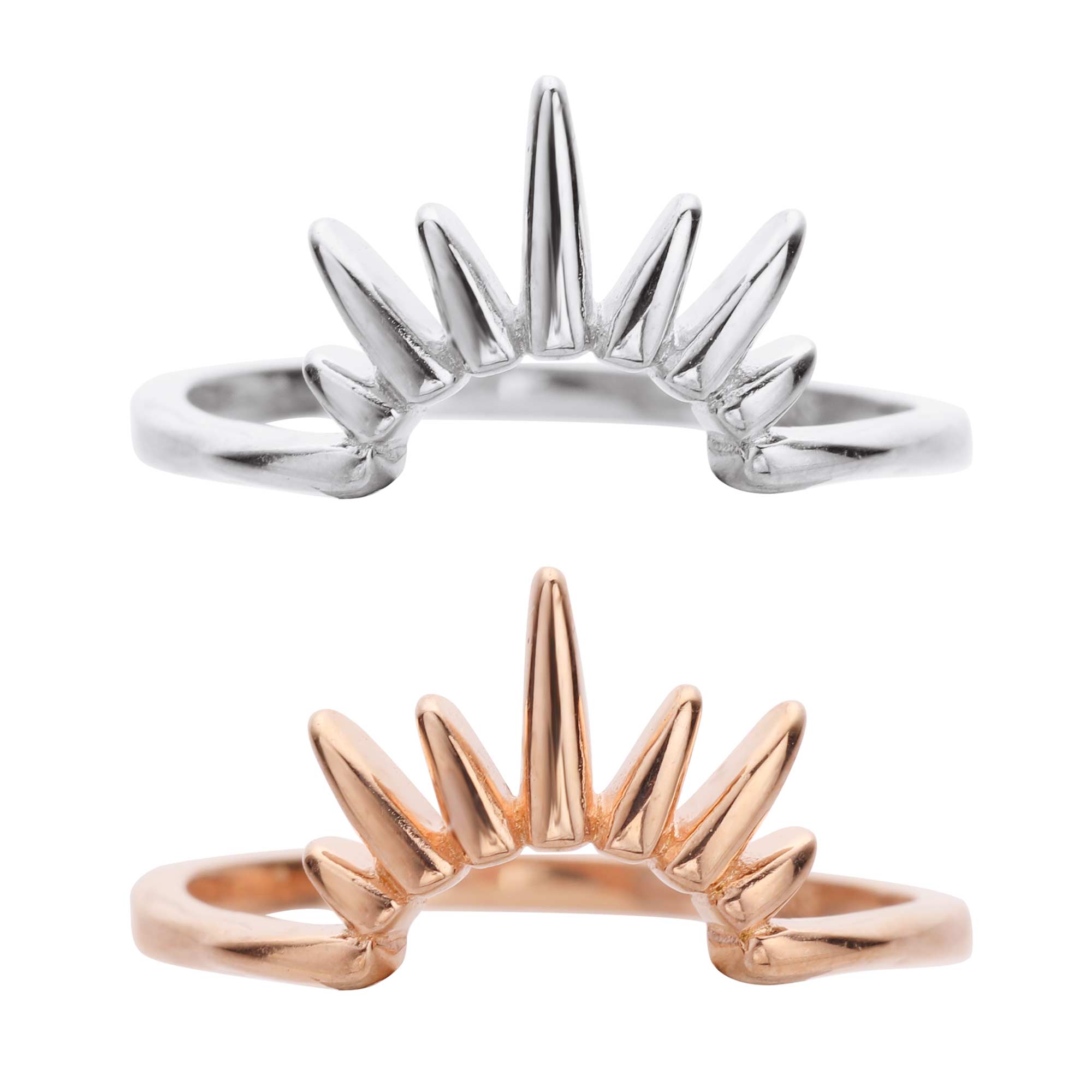 Art Deco Curved Enhancer Ring,Sun Stackable Solid 925 Sterling Silver Rose Gold Plated Ring,DIY Wedding Ring Supplies 1294528 - Click Image to Close