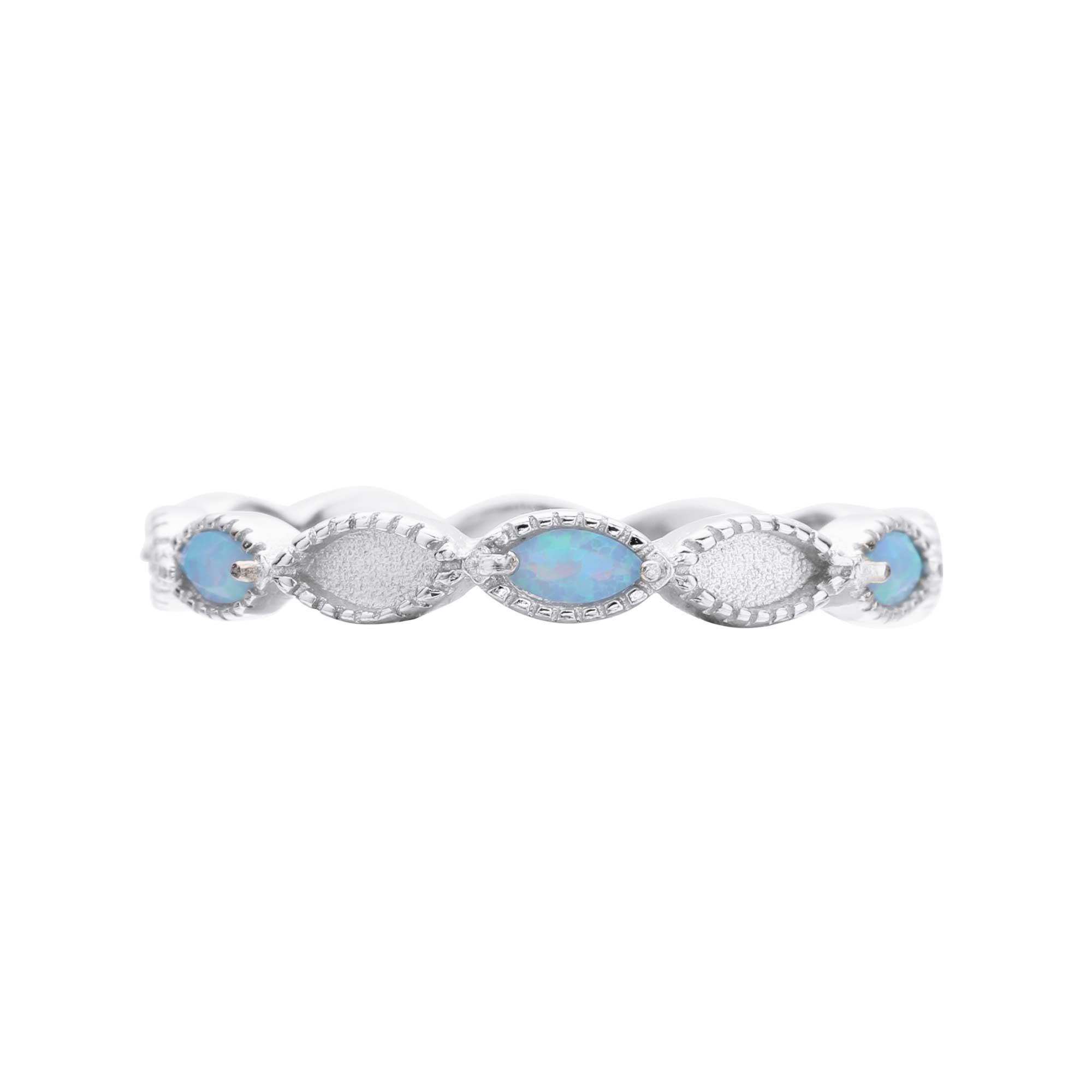Full Band Lab. Grown Blue Opal Keepsake Breast Milk Resin Ring Setting,Eternity Birthstone Ring,Solid 925 Sterling Silver Ring,Stackable Ring 1294551 - Click Image to Close