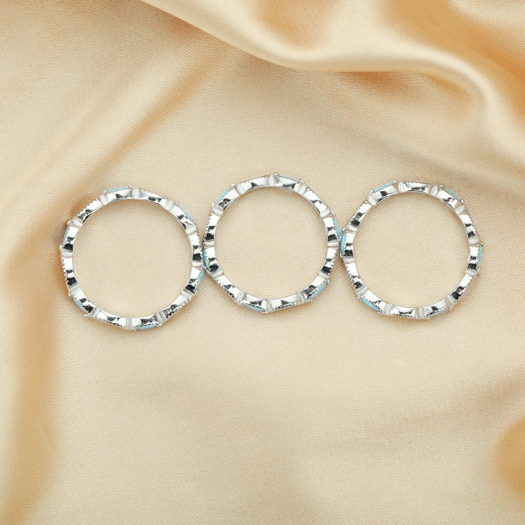 Full Band Lab. Grown Blue Opal Keepsake Breast Milk Resin Ring Setting,Eternity Birthstone Ring,Solid 925 Sterling Silver Ring,Stackable Ring 1294551 - Click Image to Close