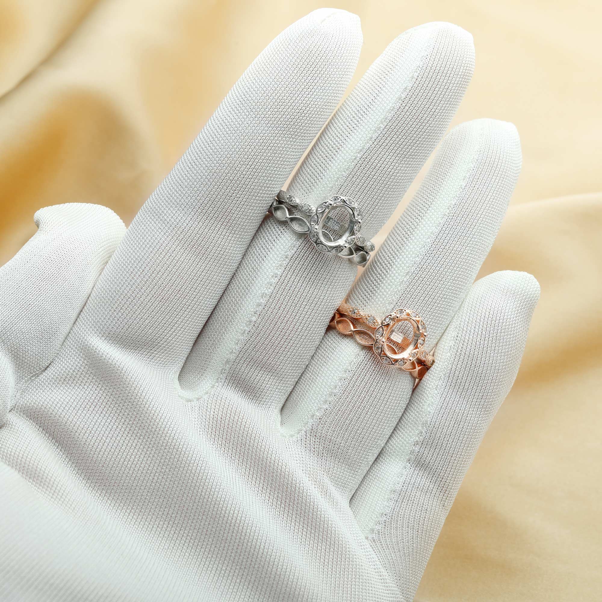 6x8MM Oval Prong Ring Settings,Breast Milk Resin 2x4MM Marquise Bezel Stacker Ring Set,Flower Stackable Solid 925 Sterling Silver Rose Gold Plated Ring,DIY Ring Supplies 1294553 - Click Image to Close