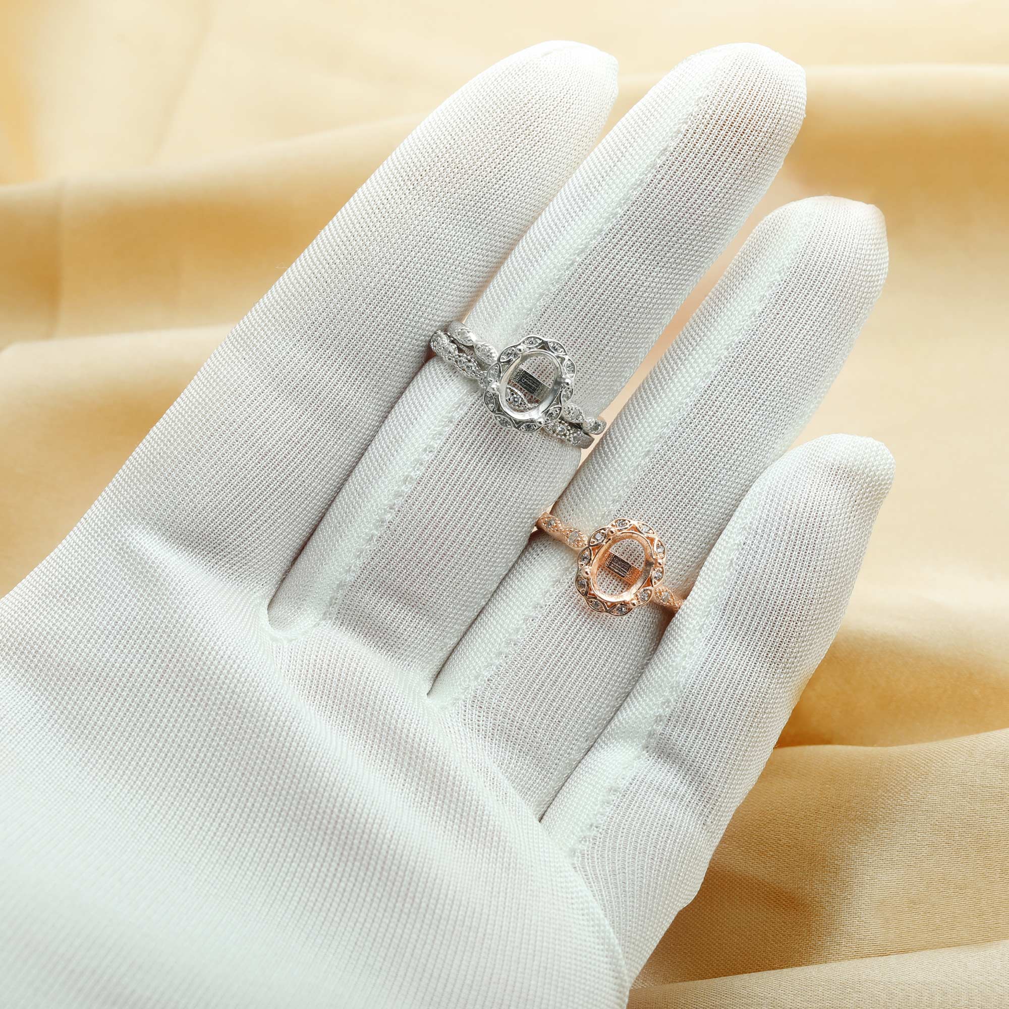 6x8MM Oval Prong Ring Settings,DIY Marquise Stackable Ring Set Bezel Supplies,Flower Stackable Solid 925 Sterling Silver Rose Gold Plated RingDIY Ring Set 1294562 - Click Image to Close