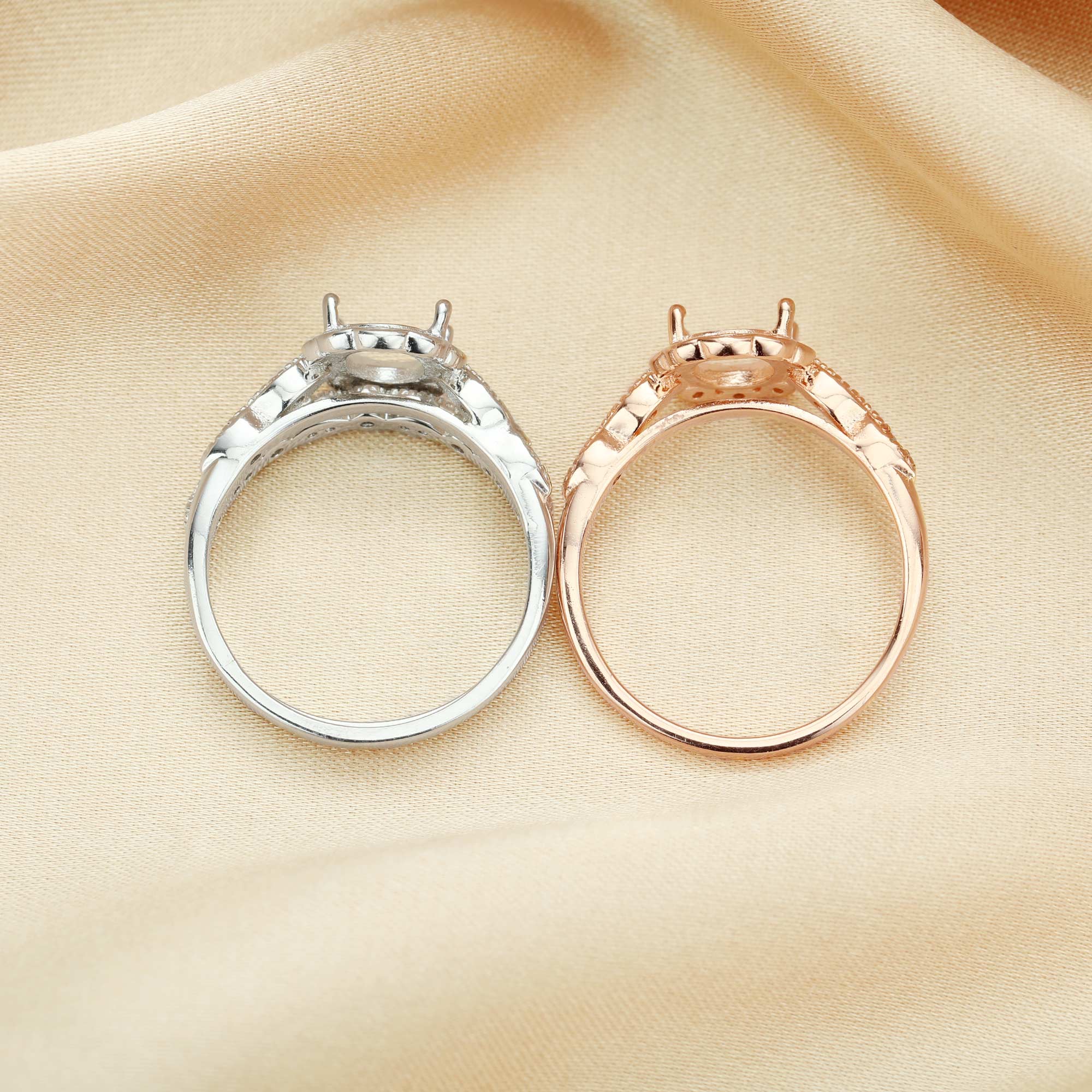 6x8MM Oval Prong Ring Settings,DIY Marquise Stackable Ring Set Bezel Supplies,Flower Stackable Solid 925 Sterling Silver Rose Gold Plated RingDIY Ring Set 1294562 - Click Image to Close