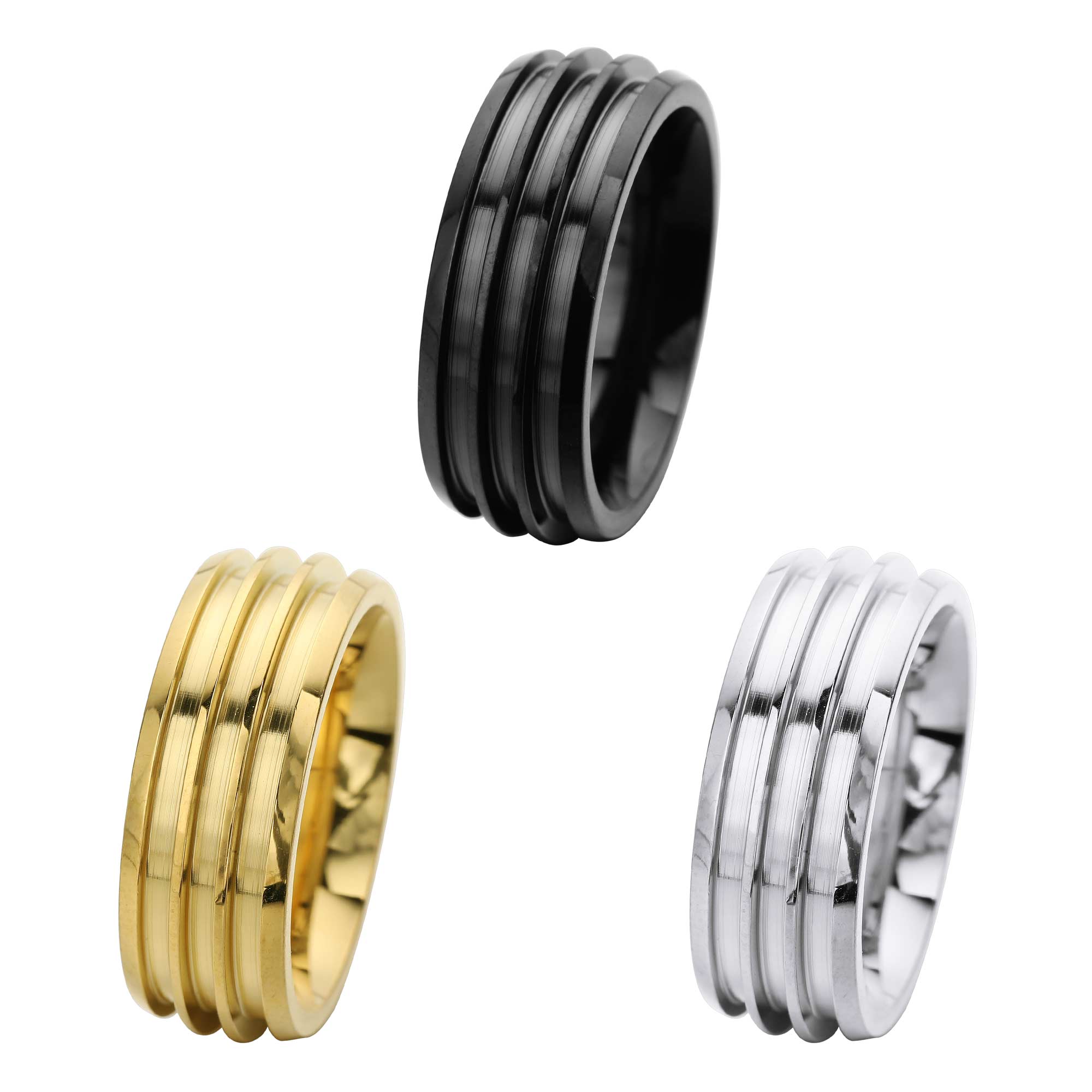 Keepsake Mens' Resin Ashes Channel Ring Settings,Three Channel Bezel Stainless Steel Ring Setting,Silver Gold Black DIY Ring Supplies,1.3MM Width Each Channel 1294592 - Click Image to Close