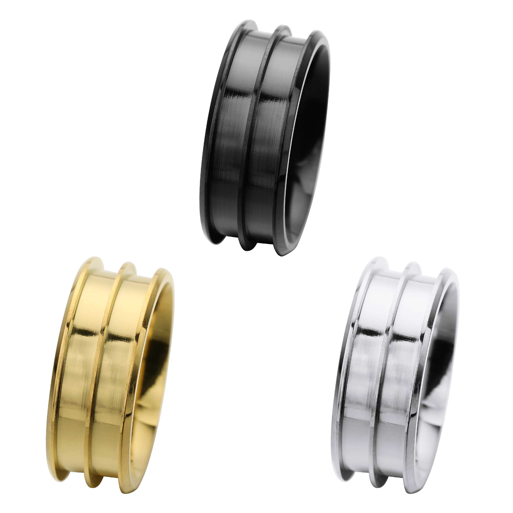 Keepsake Mens' Resin Ashes Channel Ring Settings,Double Channel Bezel Stainless Steel Ring Setting,Silver Gold DIY Ring Supplies,2.6MM Width Each Channel 1294594 - Click Image to Close