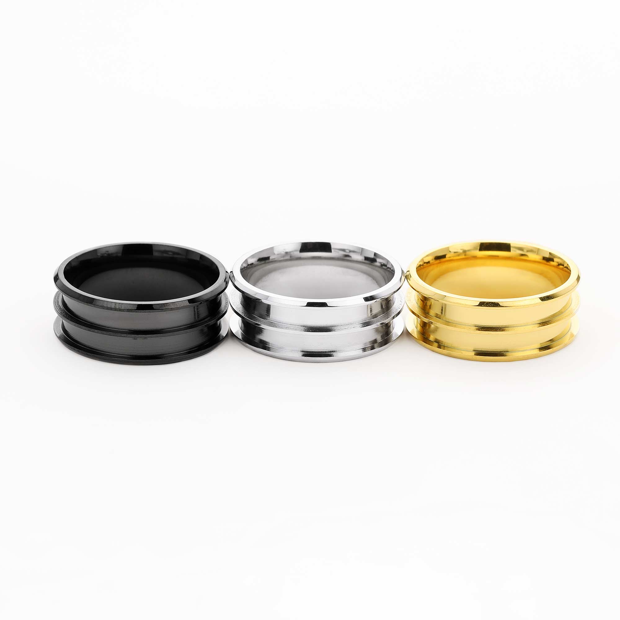 Keepsake Mens' Resin Ashes Channel Ring Settings,Double Channel Bezel Stainless Steel Ring Setting,Silver Gold DIY Ring Supplies,2.6MM Width Each Channel 1294594 - Click Image to Close