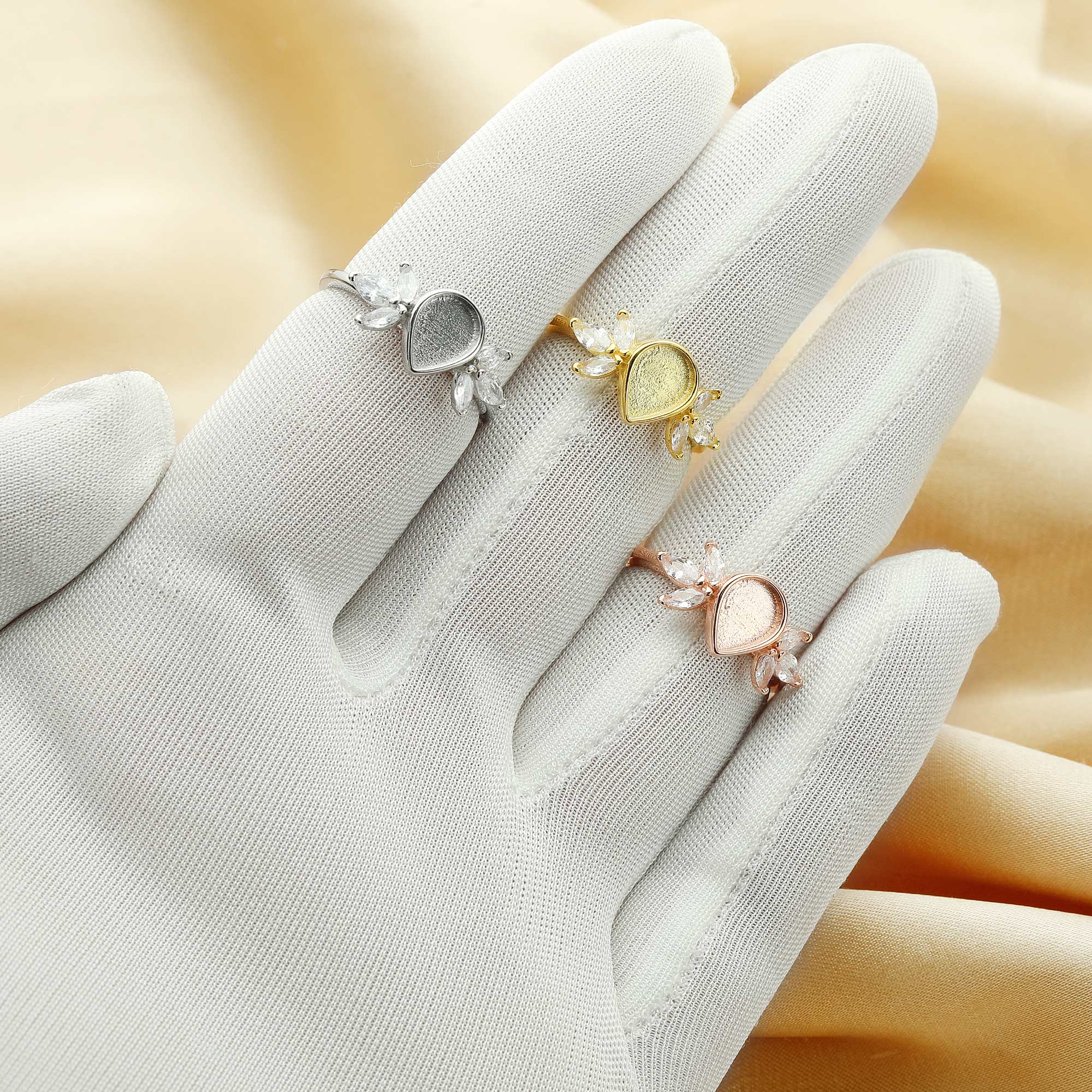 6x8MM Keepsake Breast Milk Resin Pear Bezel Ring Settings,Solid 925 Sterling Silver Rose Gold Plated Ring,Art Deco Ring,DIY Ring Supplies 1294600 - Click Image to Close
