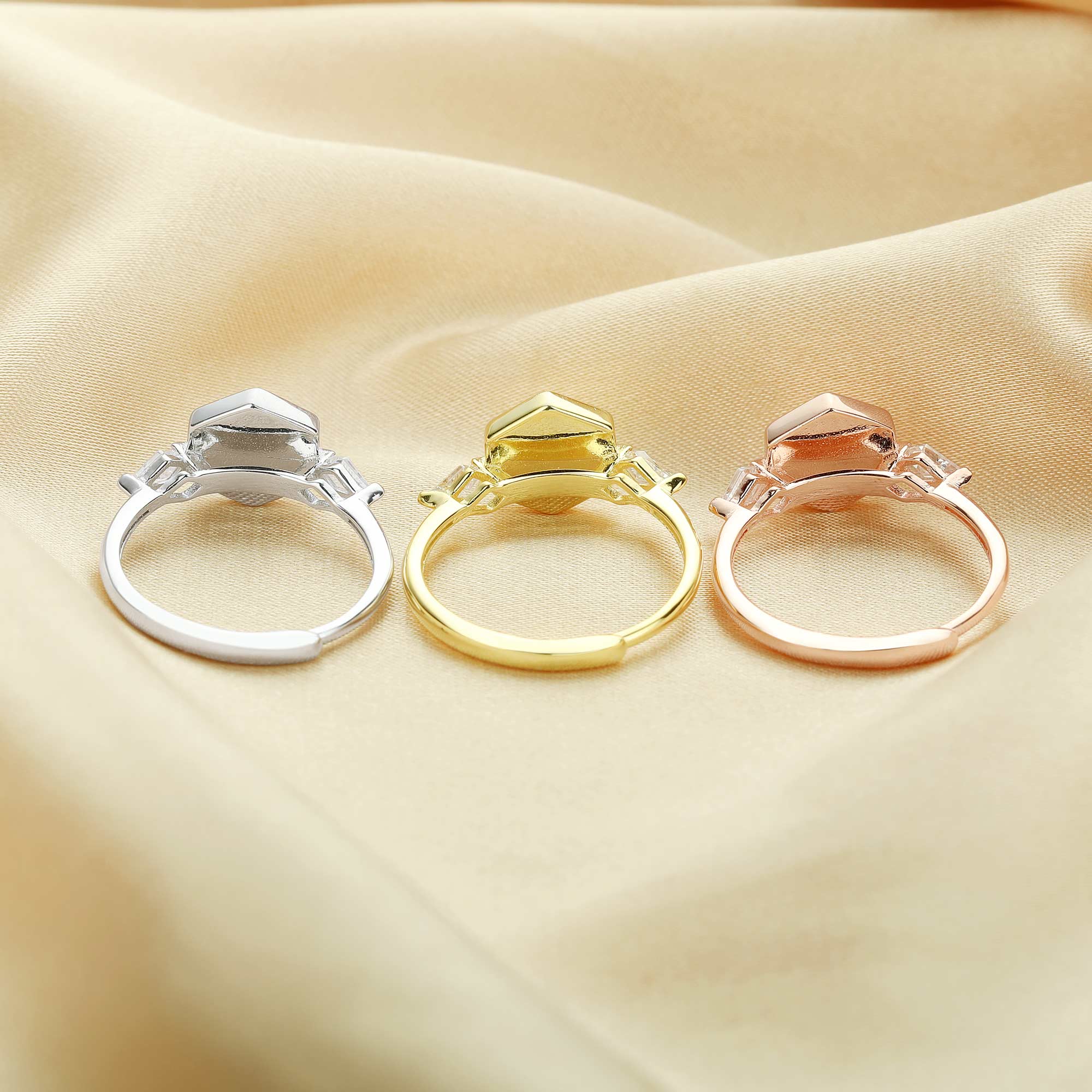 8MM Hexagon Keepsake Breast Milk Resin Ring Settings,Solid Back Hexagon Bezel Ring For Resin,Three Stones Bezel Solid 925 Sterling Silver Rose Gold Plated Ring 1294615 - Click Image to Close
