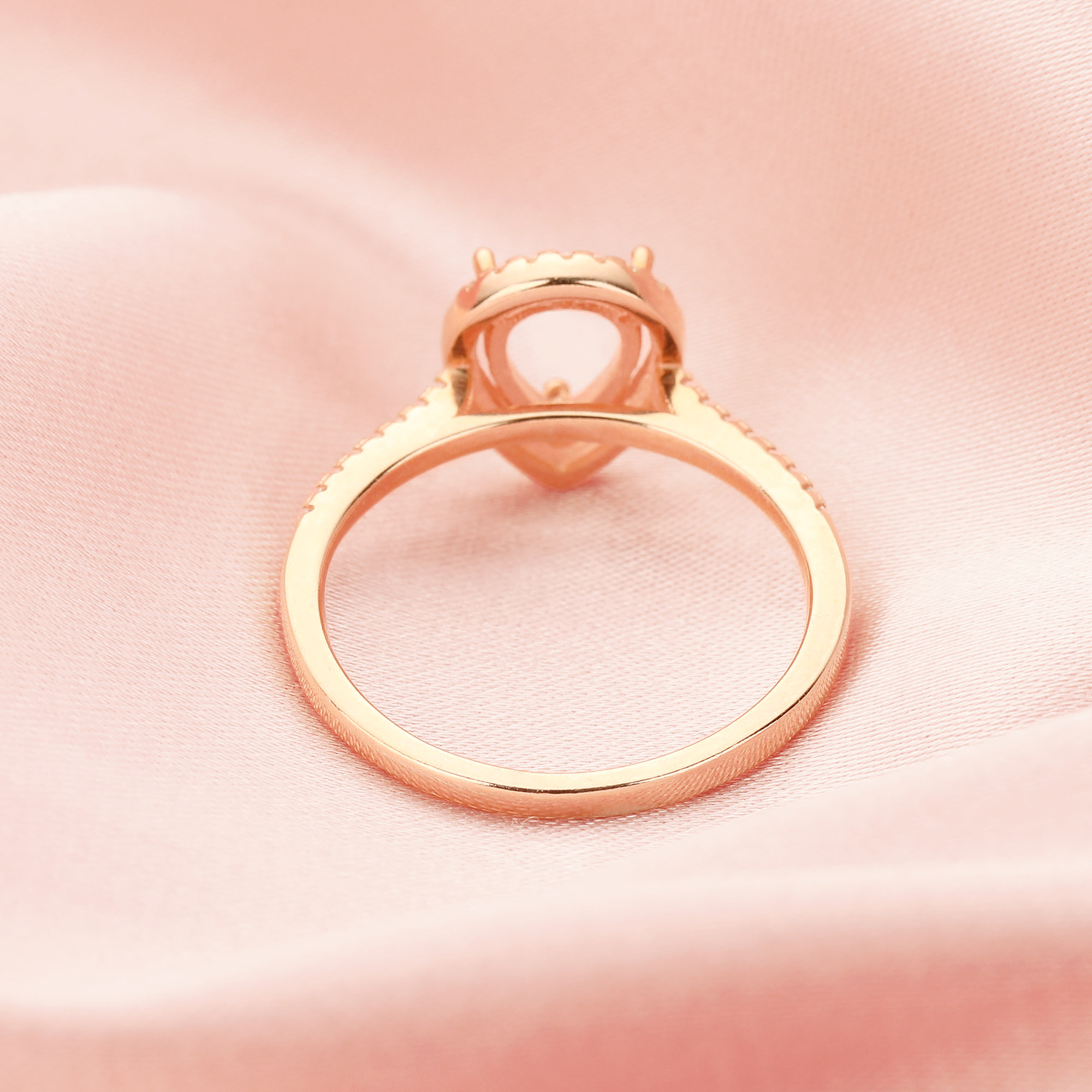 6x8MM Halo Pear Prong Ring Settings,Keepsake Solid 14K 18K Gold Moissanite Ring,Halo Pear Ring Blank,DIY Ring Supplies 1294629 - Click Image to Close