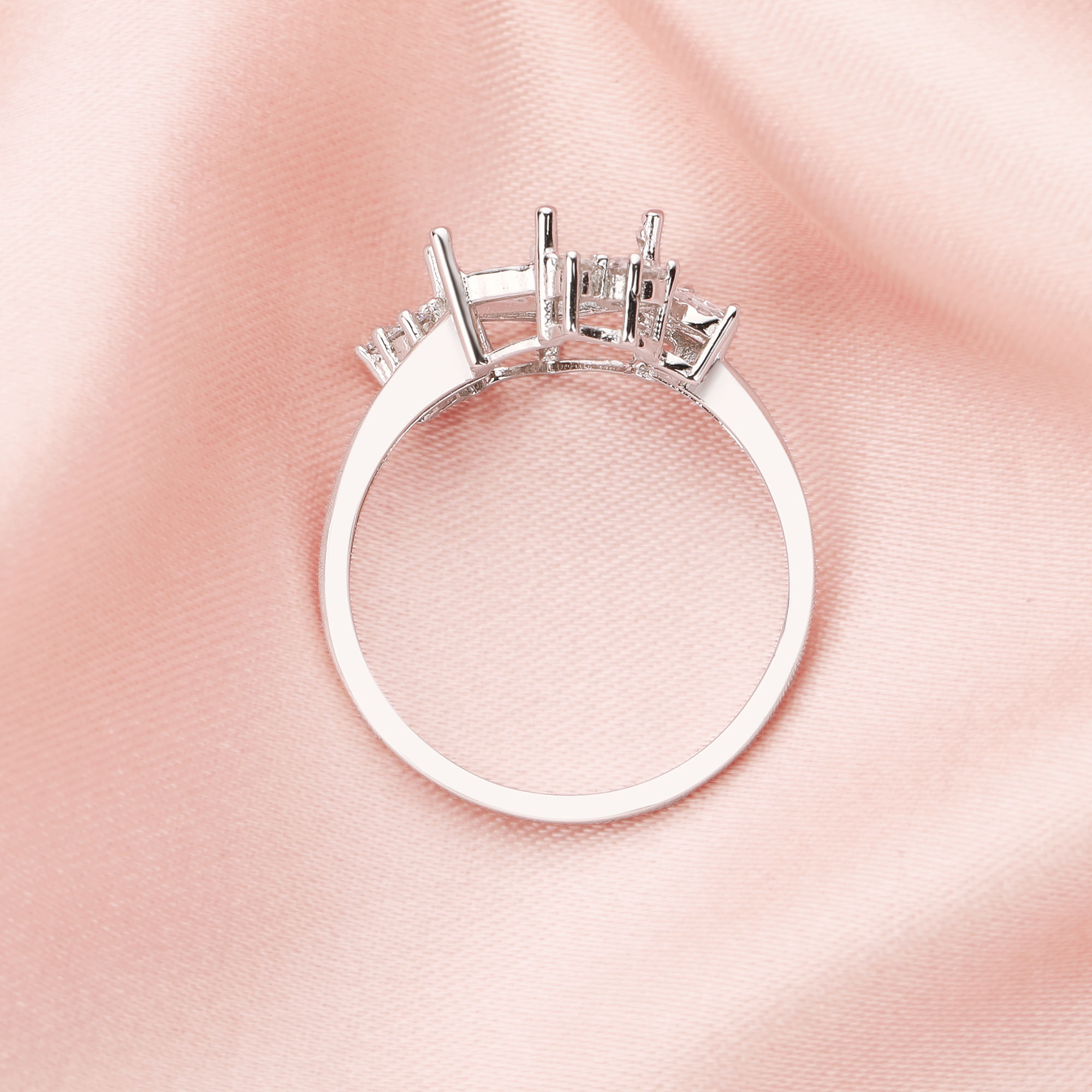 Hexagon Prong Ring Settings,Solid 14K 18K Gold Moissanite Ring,Art Deco Ring,DIY Ring Bezel For Gemstone Supplies 1294632 - Click Image to Close