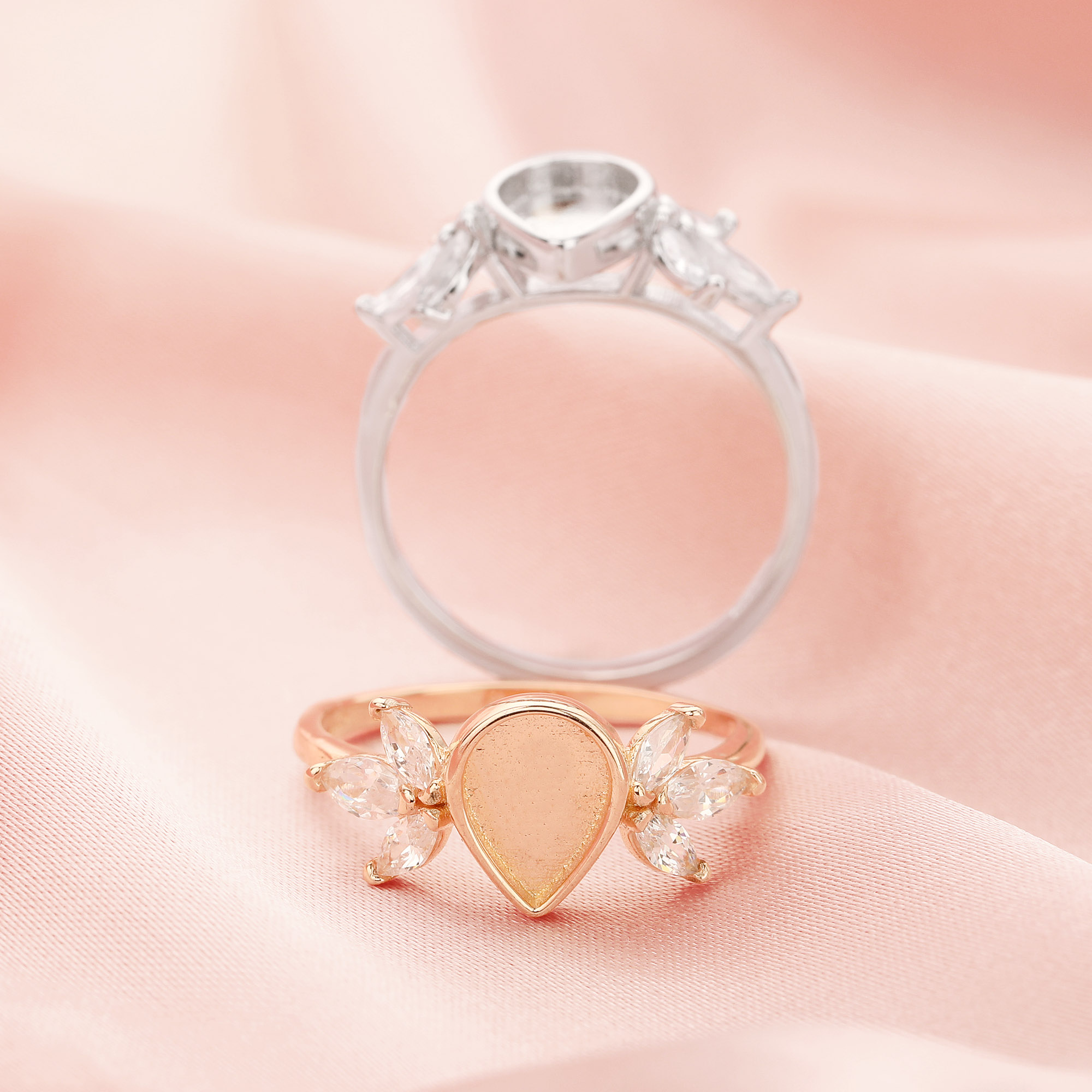 6x8MM Keepsake Breast Milk Resin Pear Bezel Ring Settings,Solid 14K 18K Gold Ring,Art Deco Ring,DIY Ring Supplies 1294638 - Click Image to Close