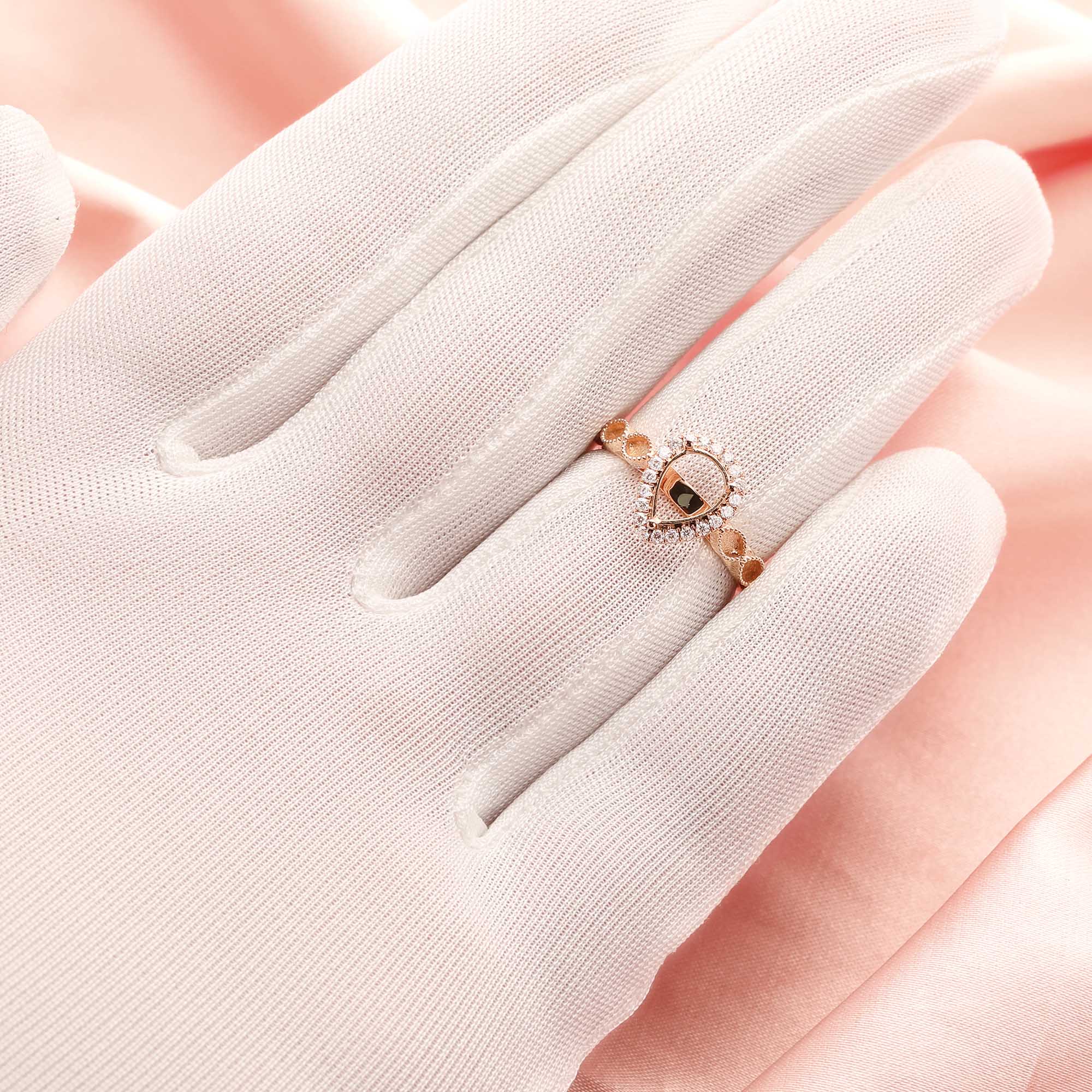 6x8MM Halo Pear Ring Settings with 2x4MM Marquise Bezel on Shank for Making Breast Milk Resin,Solid 14K 18K Gold DIY Ring Bezel with Moissanite 1294646 - Click Image to Close