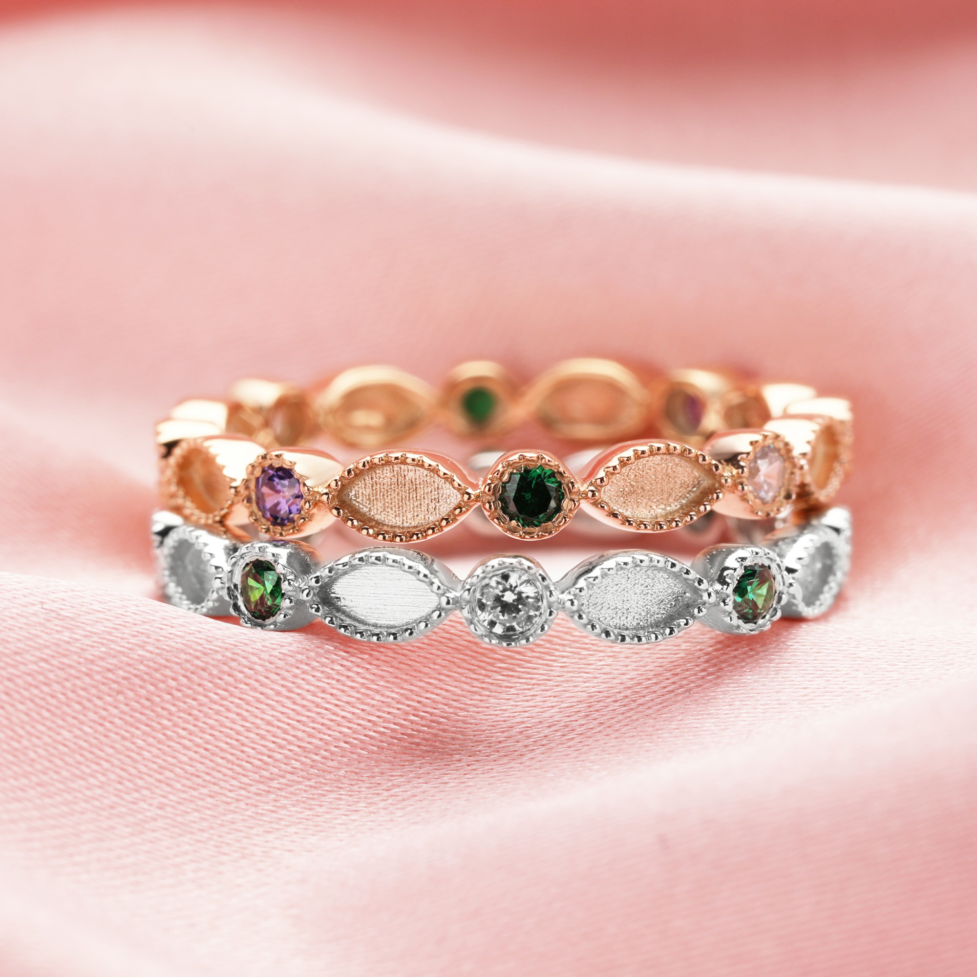 Multiple Color Stone Full Band Keepsake Breast Milk Resin Ring Settings,Stackable Rose Gold Plated Solid 925 Sterling Ring,2x4MM Marquise Bezel Eternity Birthstone Ring 1294682 - Click Image to Close
