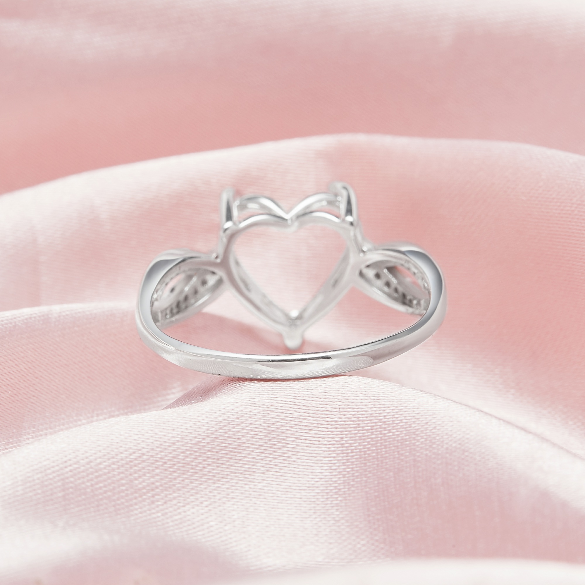 Heart Prong Ring Settings,Infinity Band Solid 14K 18K Gold Ring,Art Deco Bezel Ring Band,DIY Ring Supplies 1294705 - Click Image to Close