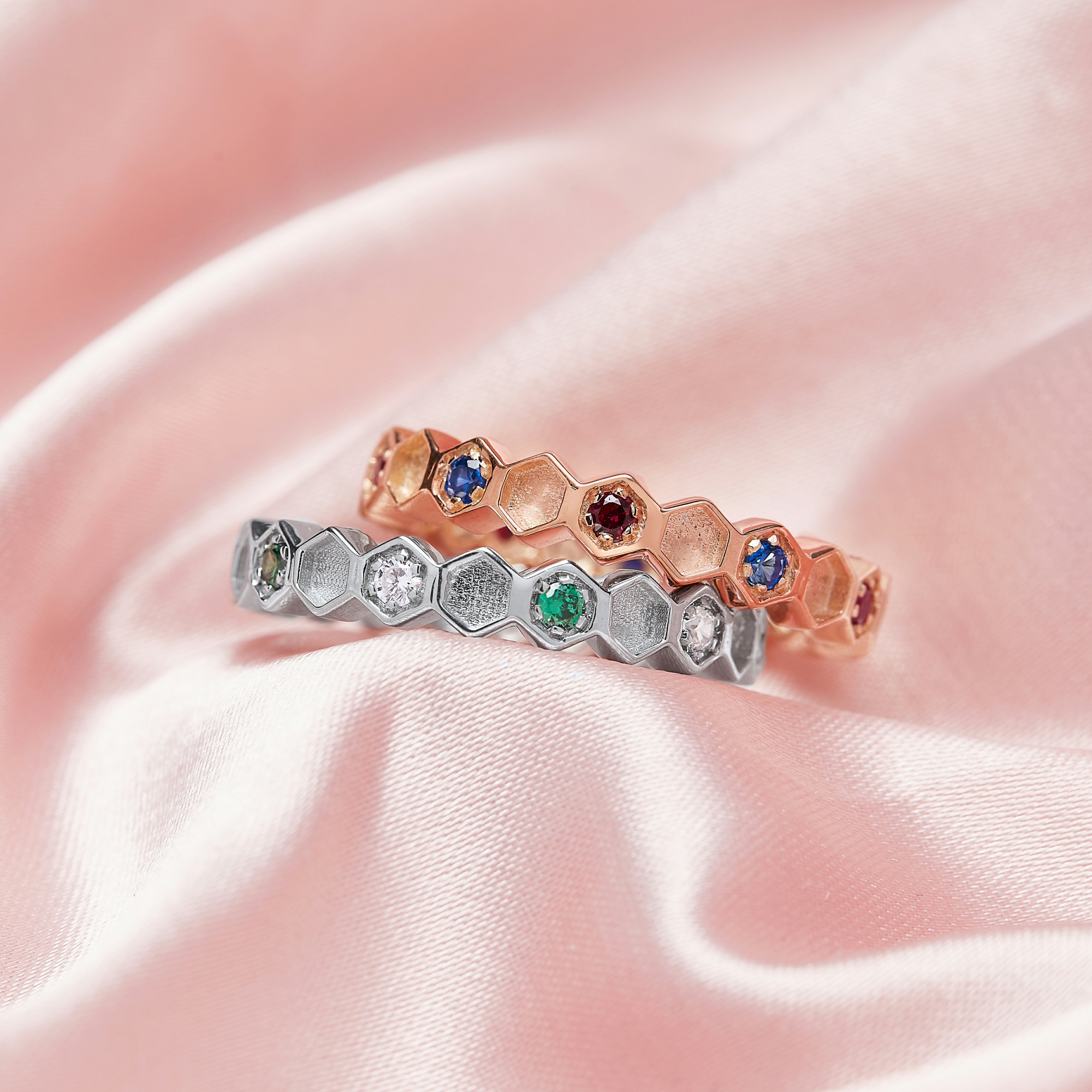 Keepsake Breast Milk Resin Birthstone Ring Settings,Honeycomb Hexagon Bezel Ring,Solid 925 Sterling Silver Rose Gold Plated Ring,Stackable Ring,DIY Ring Supplies 1294709 - Click Image to Close