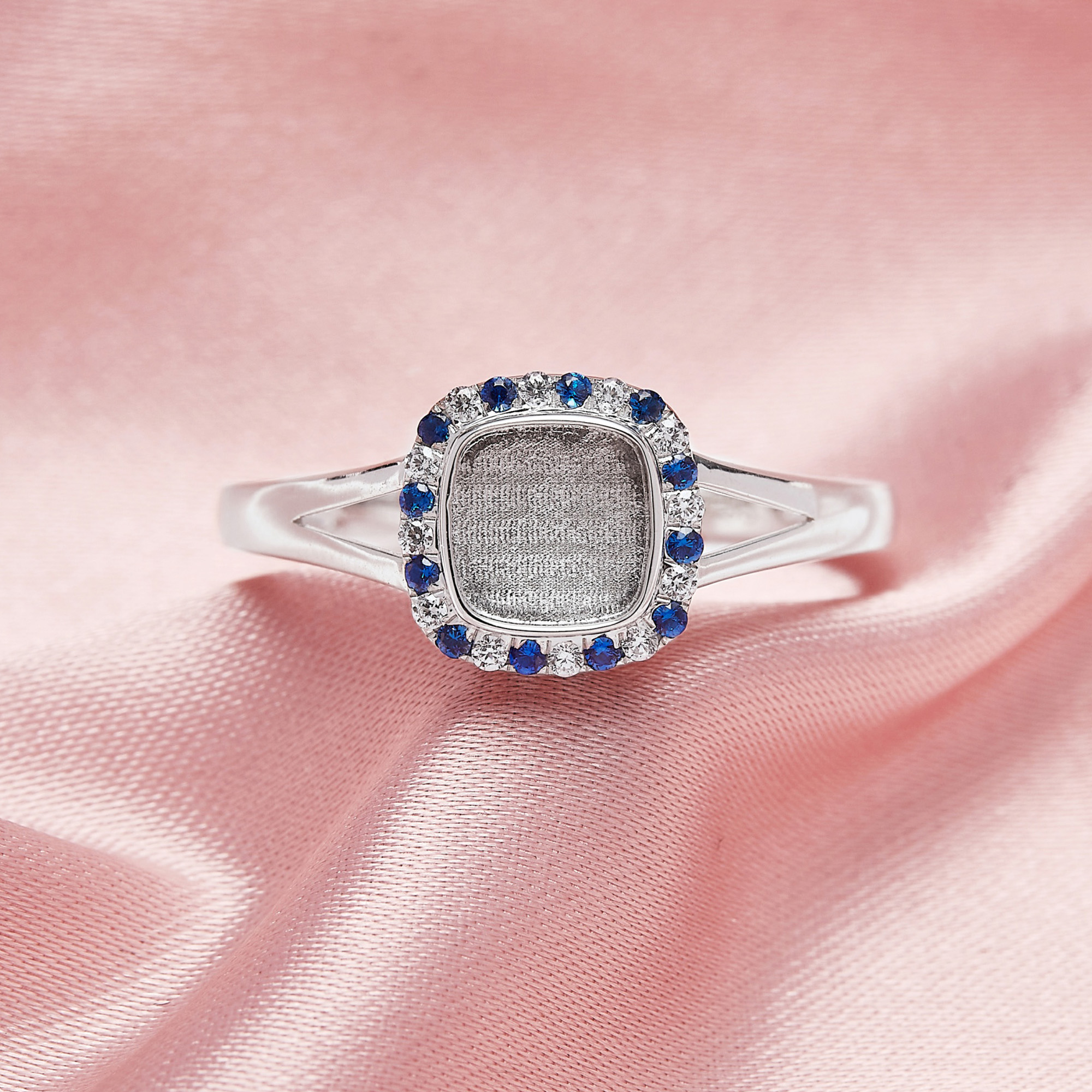 Keepsake Breast Milk Resin Birthstone Ring Settings,Cushion Square Bezel Ring,Solid Back 925 Sterling Silver Ring,Split Shank Ring,DIY Ring Supplies 1294713 - Click Image to Close