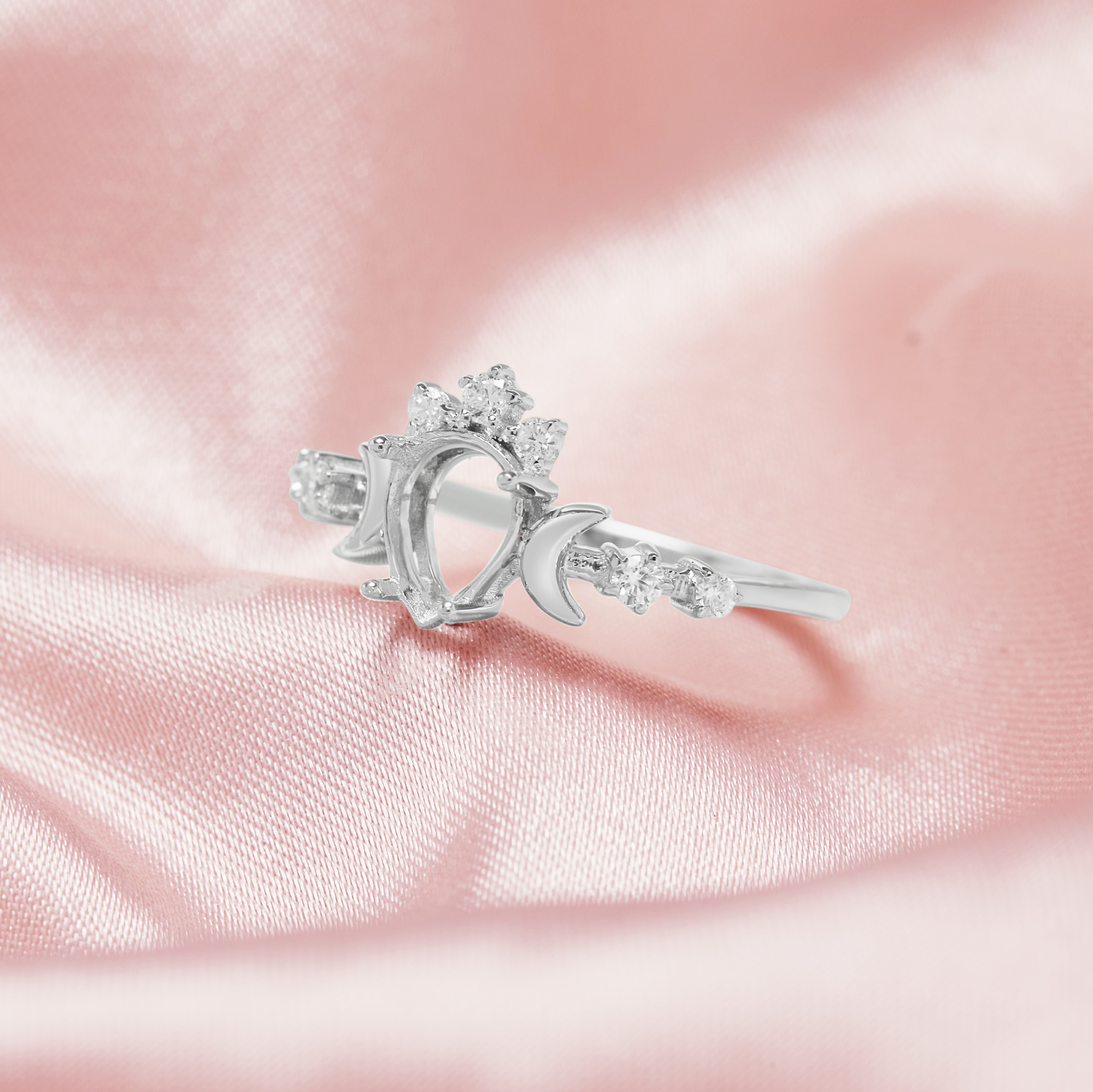 6x8MM Pear Prong Ring Settings,Full Moon Art Deco Solid 925 Sterling Silver Ring,Vintage Styles Birthstone Ring,DIY Ring Supplies 1294800 - Click Image to Close