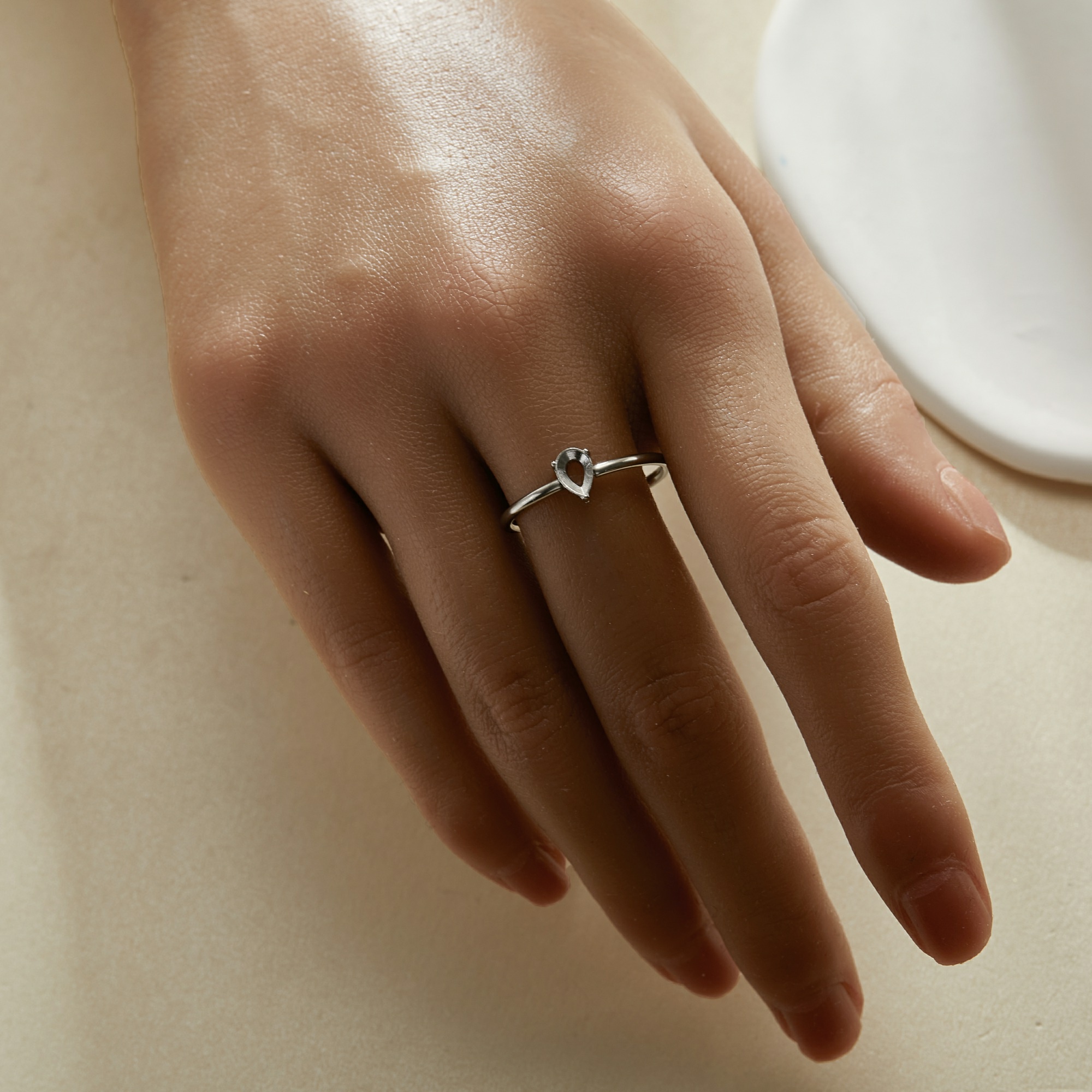 4x6MM Pear Prong Ring Settings,Stainless Steel Silver Pear Ring,Simple Pear Ring,DIY Ring Supplies 1294911 - Click Image to Close