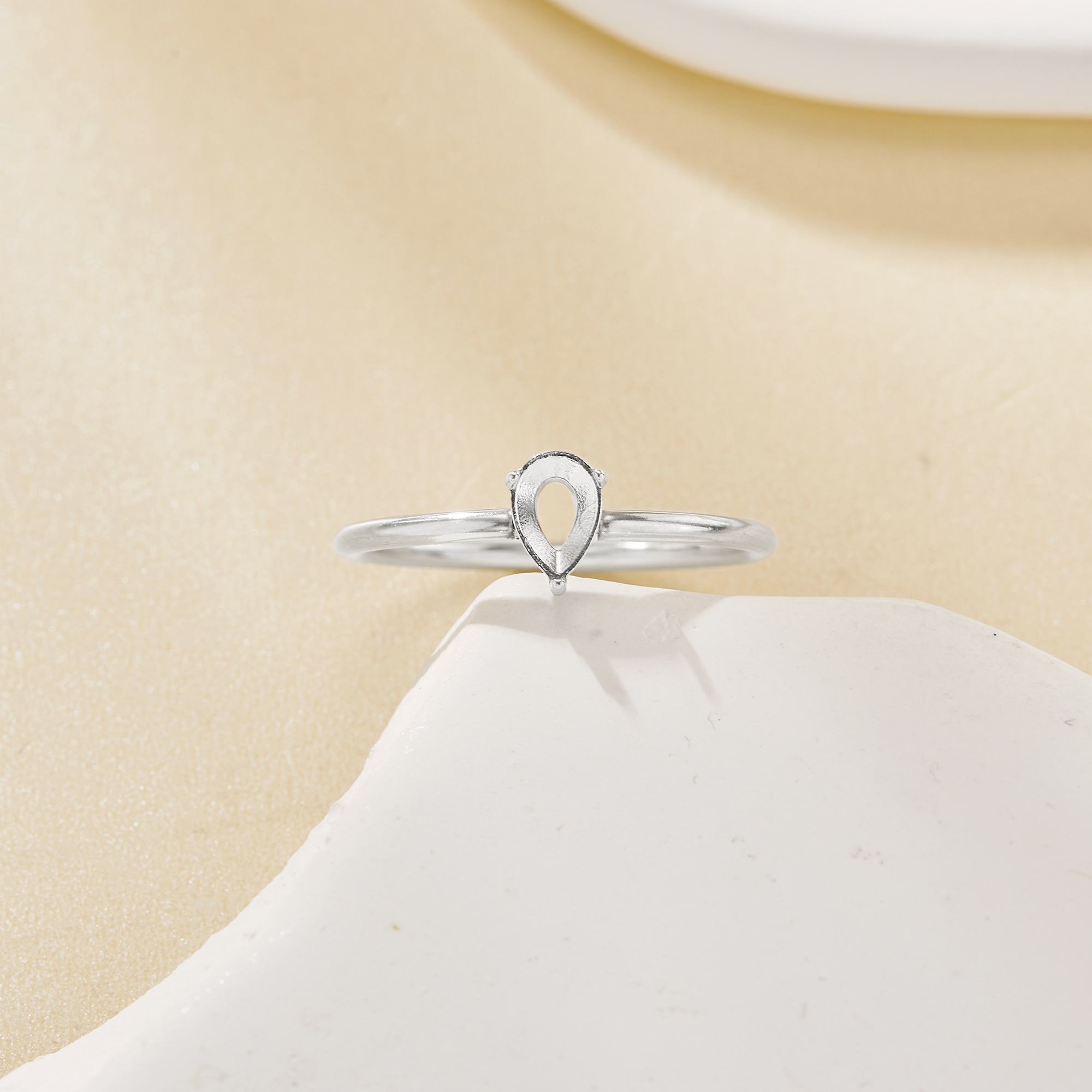 4x6MM Pear Prong Ring Settings,Stainless Steel Silver Pear Ring,Simple Pear Ring,DIY Ring Supplies 1294911 - Click Image to Close