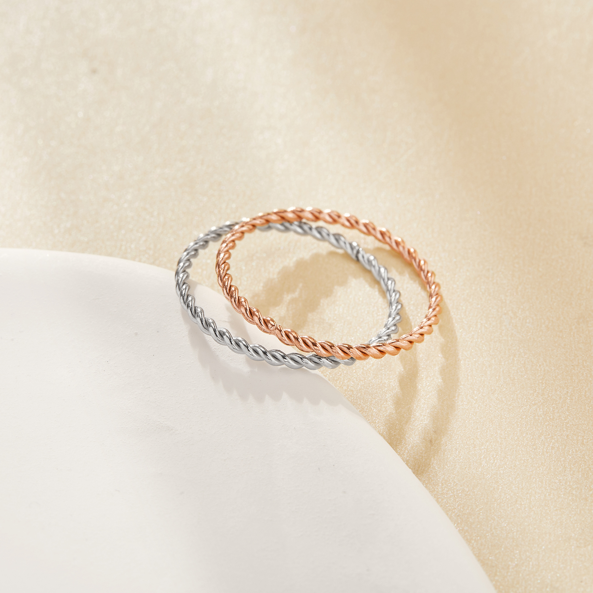 Twist Stainless Steel Rose Gold Ring,Minimalist Ring,Simple Stackable Ring,Stackker Ring Supplies 1294915 - Click Image to Close