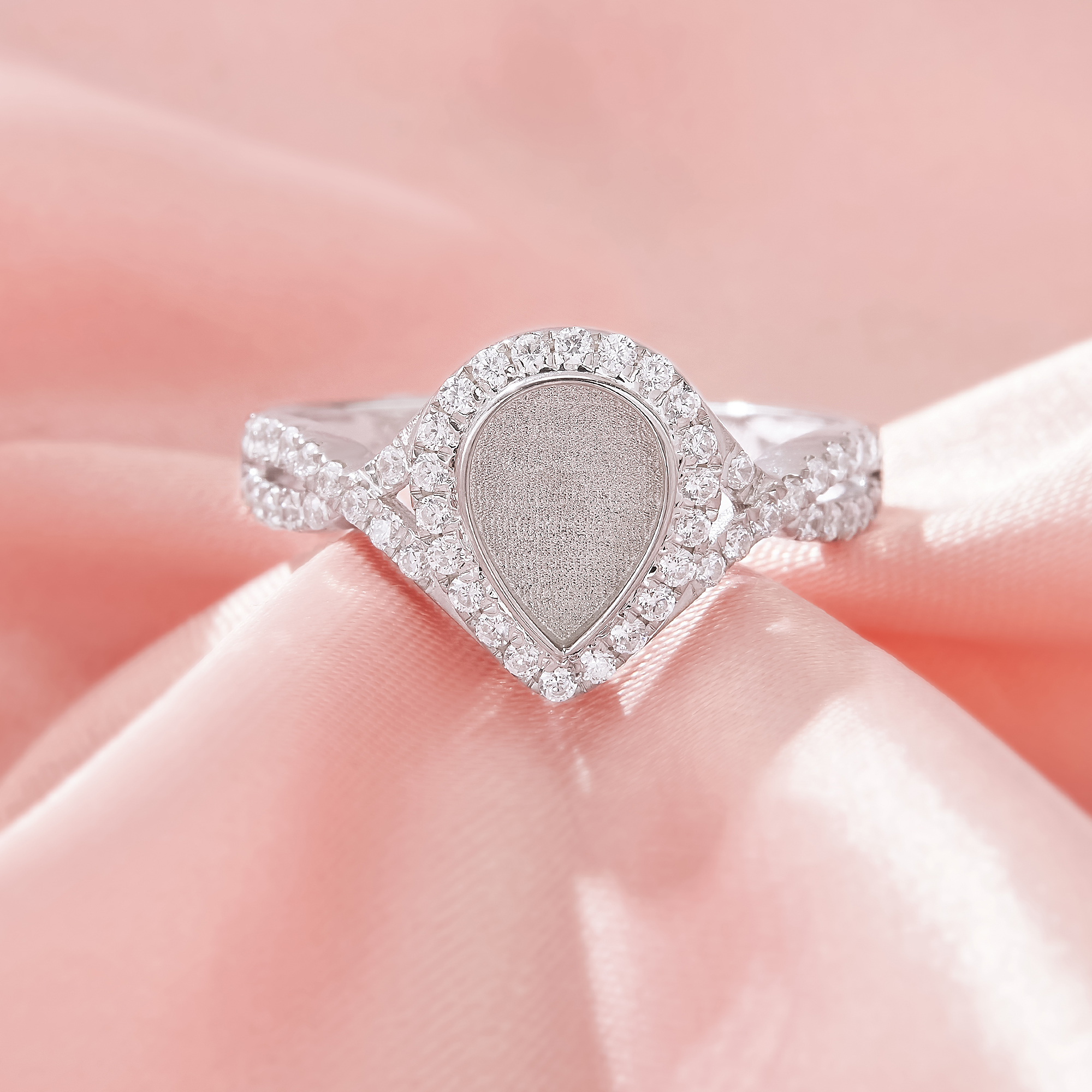 Keepsake Breast Milk Resin Pear Bezel Ring Settings,Infinity Solid 925 Sterling Silver Ring,Pave CZ Stone Ring,DIY Ring Supplies 1294918-1