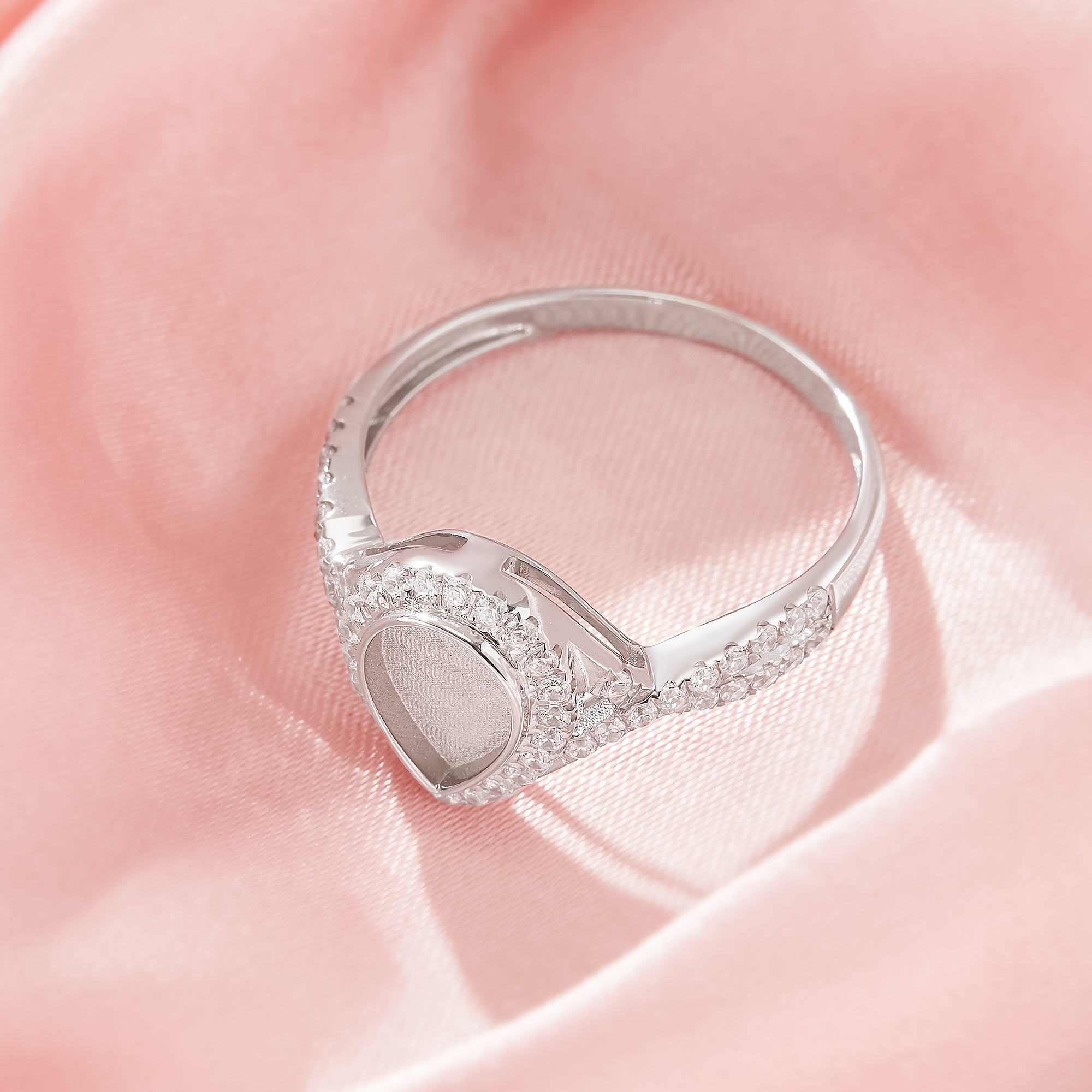 Keepsake Breast Milk Resin Pear Bezel Ring Settings,Infinity Solid 925 Sterling Silver Ring,Pave CZ Stone Ring,DIY Ring Supplies 1294918-1