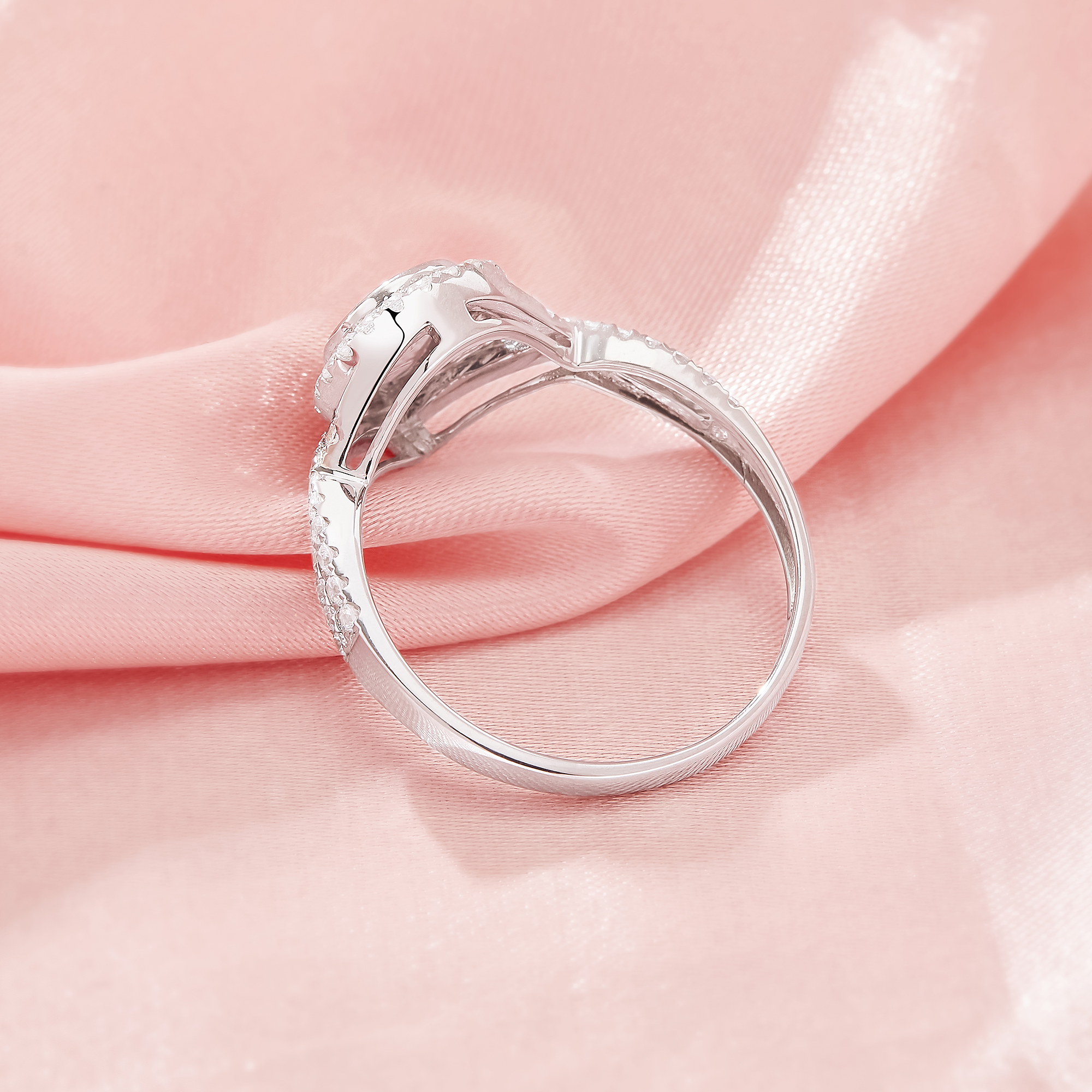 Keepsake Breast Milk Resin Pear Bezel Ring Settings,Infinity Solid 925 Sterling Silver Ring,Pave CZ Stone Ring,DIY Ring Supplies 1294918-1