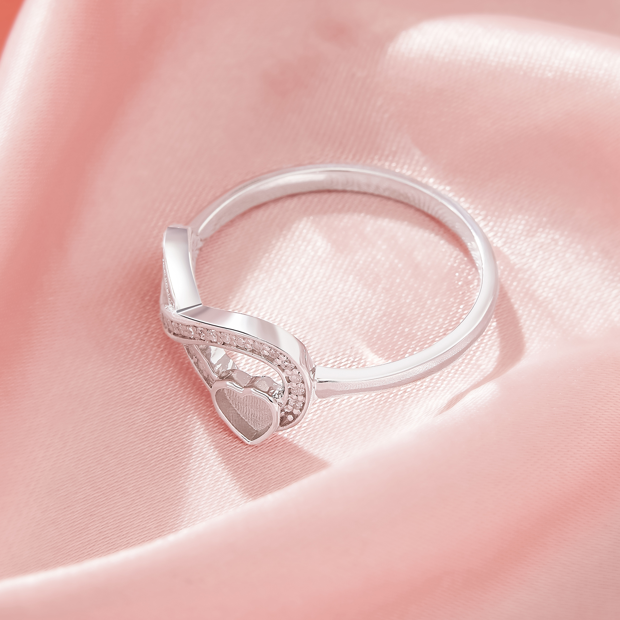 4MM Keepsake Breast Milk Resin Heart Bezel Ring Settings,Infinity Solid 925 Sterling Silver Ring,Pave CZ Stone Ring,DIY Ring Supplies 1294920