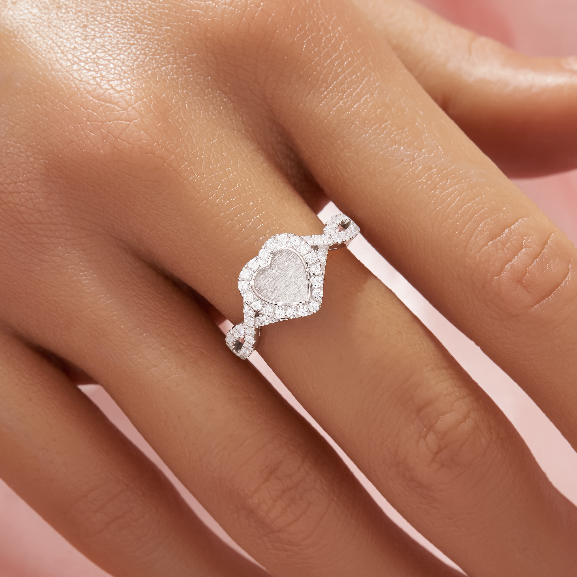 6MM Keepsake Breast Milk Resin Heart Bezel Ring Settings,Infinity Solid 925 Sterling Silver Heart Ring,Pave CZ Stone Ring,DIY Ring Supplies 1294922-1